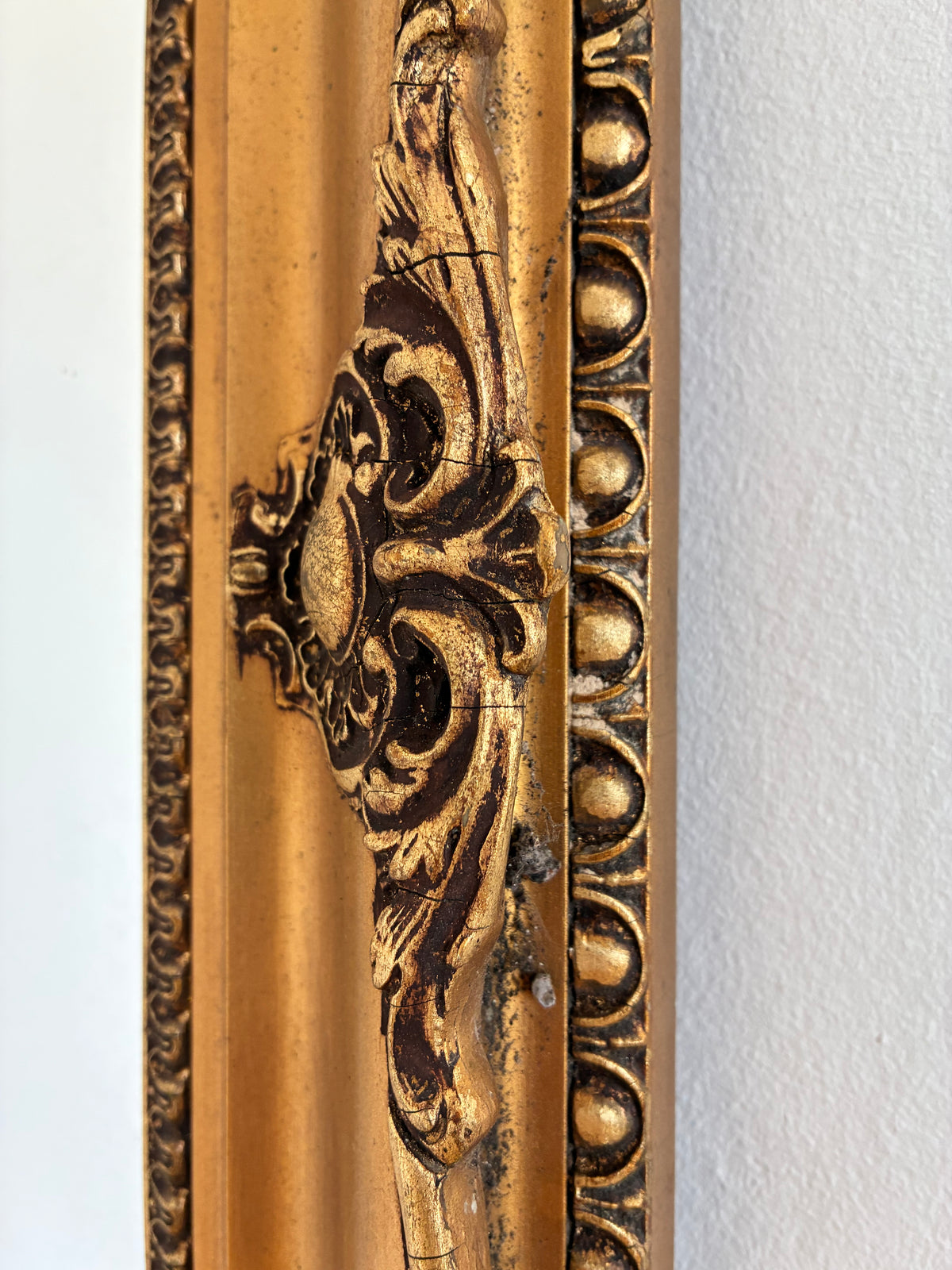 Large Antique French Napoleon III Full-Length Giltwood Mirror, 19th Century