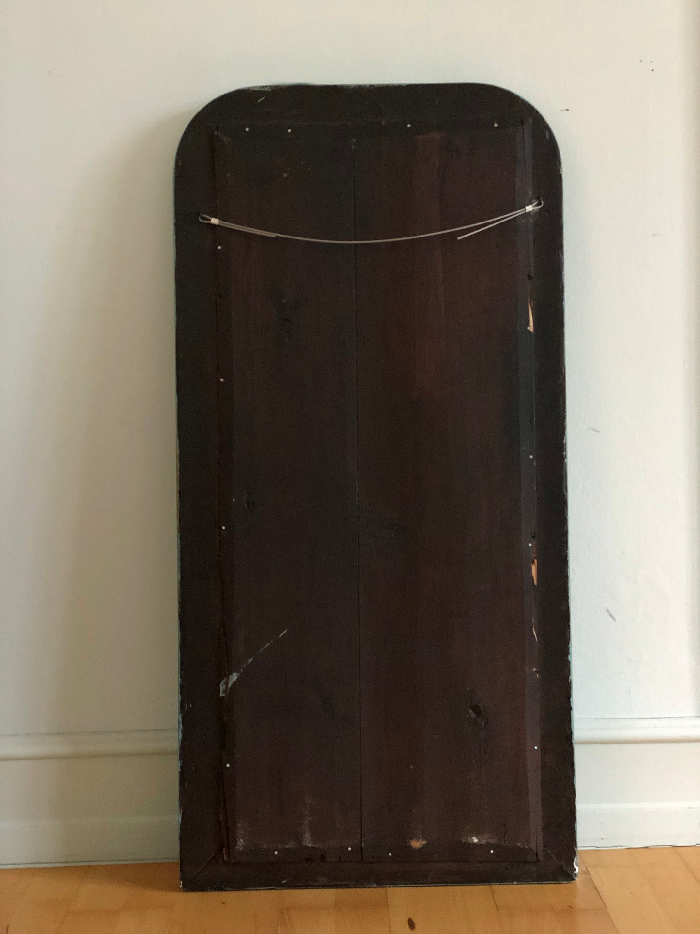 Antique Louis Philippe French Full Length Mirror, Green and Gold, Late 19th Century