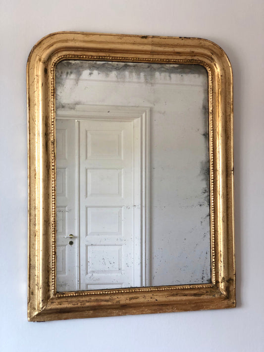 Large Antique Louis Philippe French Giltwood Mirror Late 19th Century