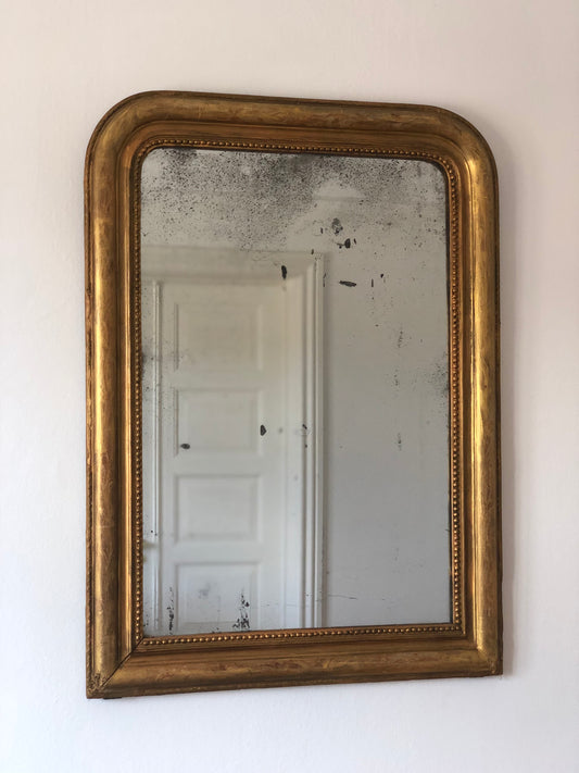 Large Antique Louis Philippe French Giltwood Mirror Late 19th Century