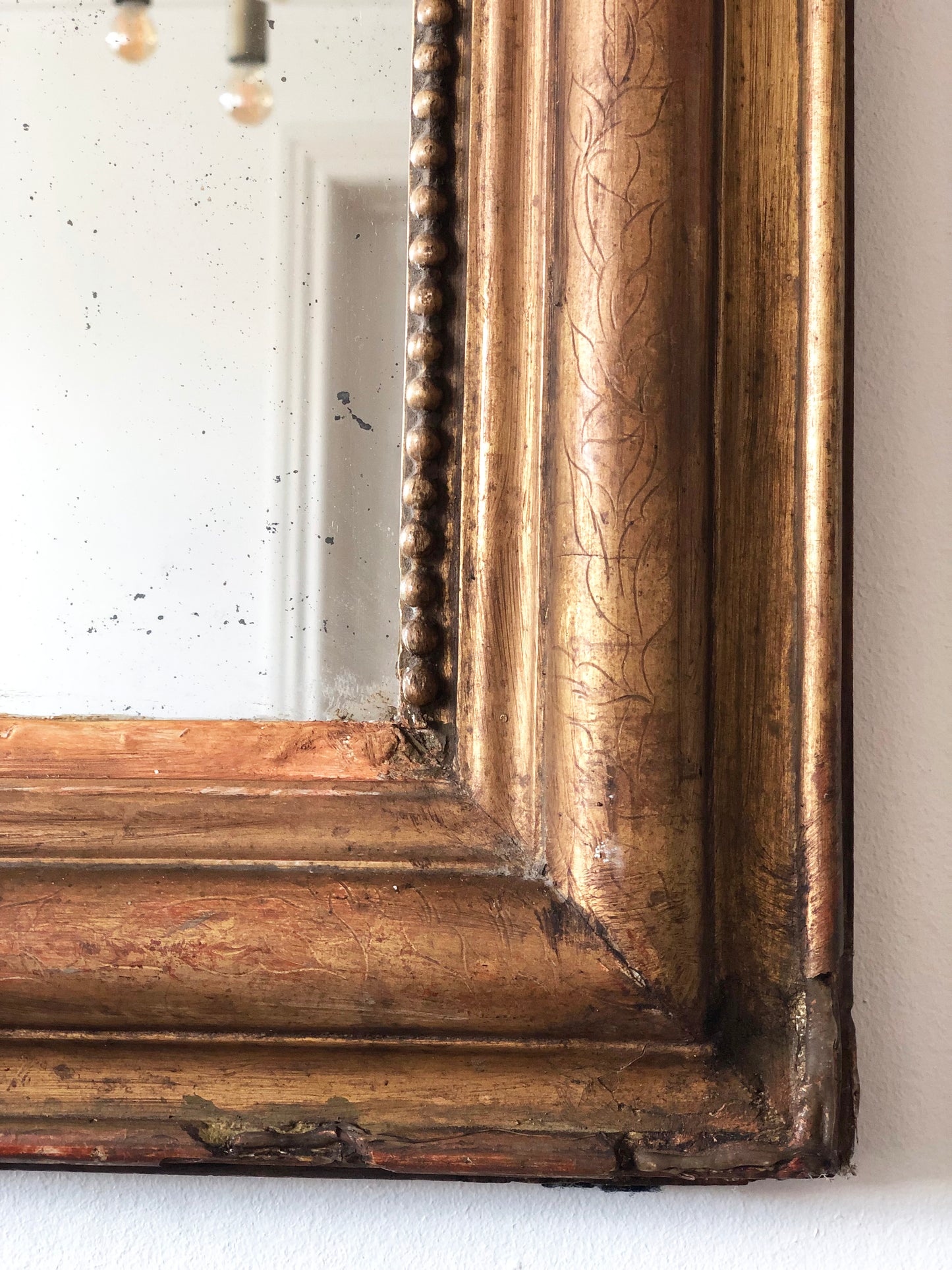 Large Antique Louis Philippe French Giltwood Mirror Late 19th Century