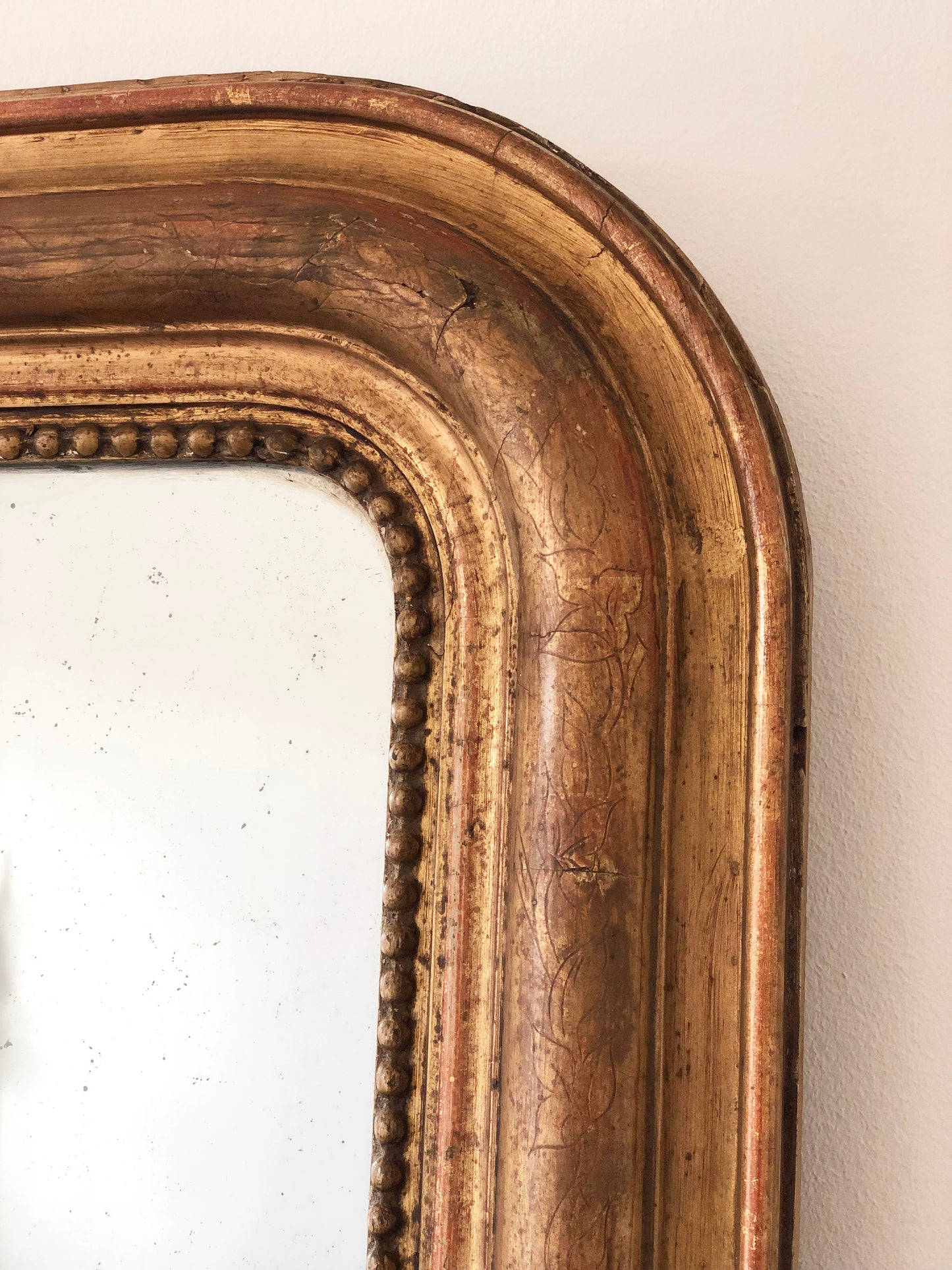 Large Antique Louis Philippe French Giltwood Mirror Late 19th Century