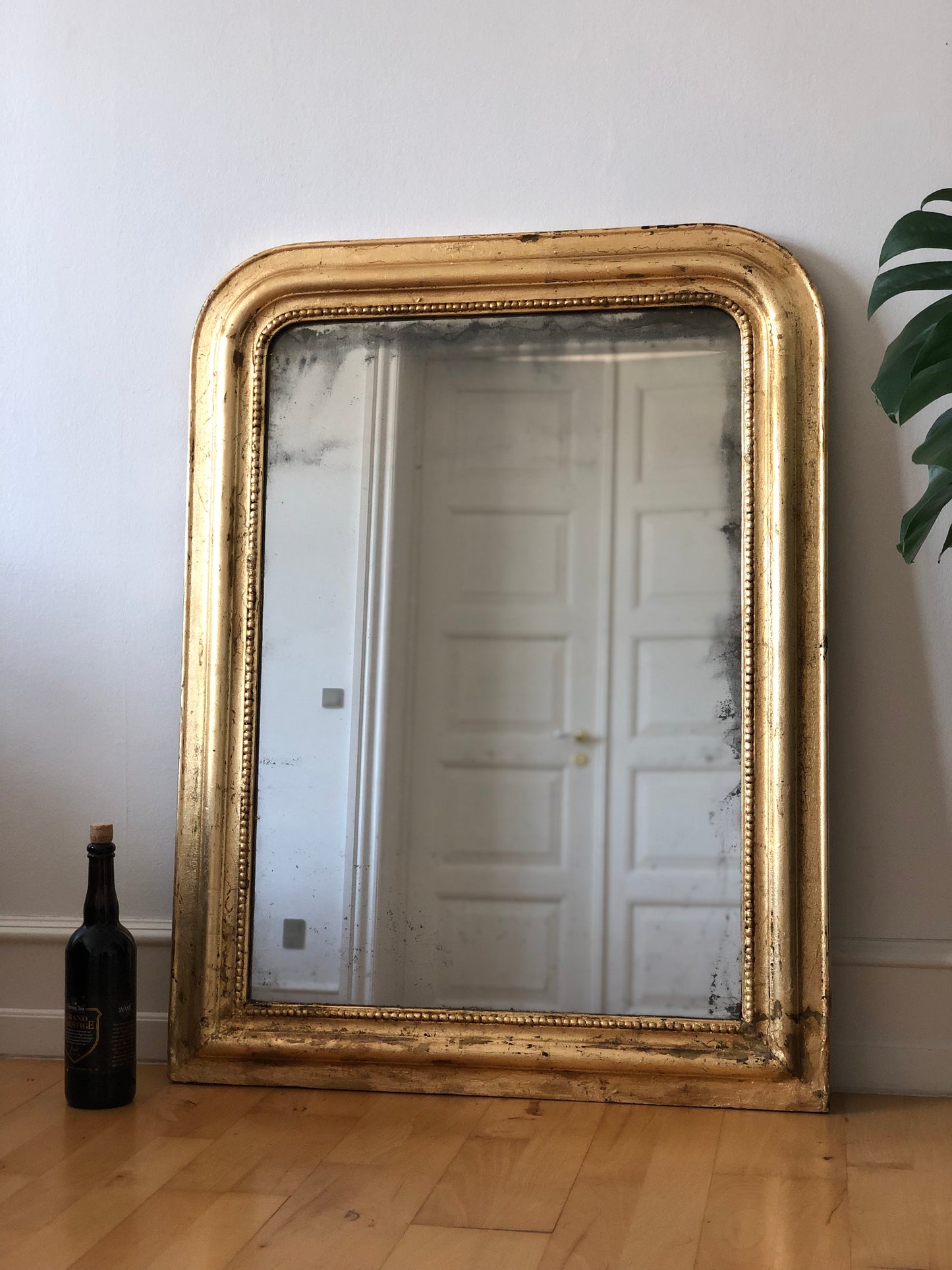 Large Antique Louis Philippe French Giltwood Mirror Late 19th Century