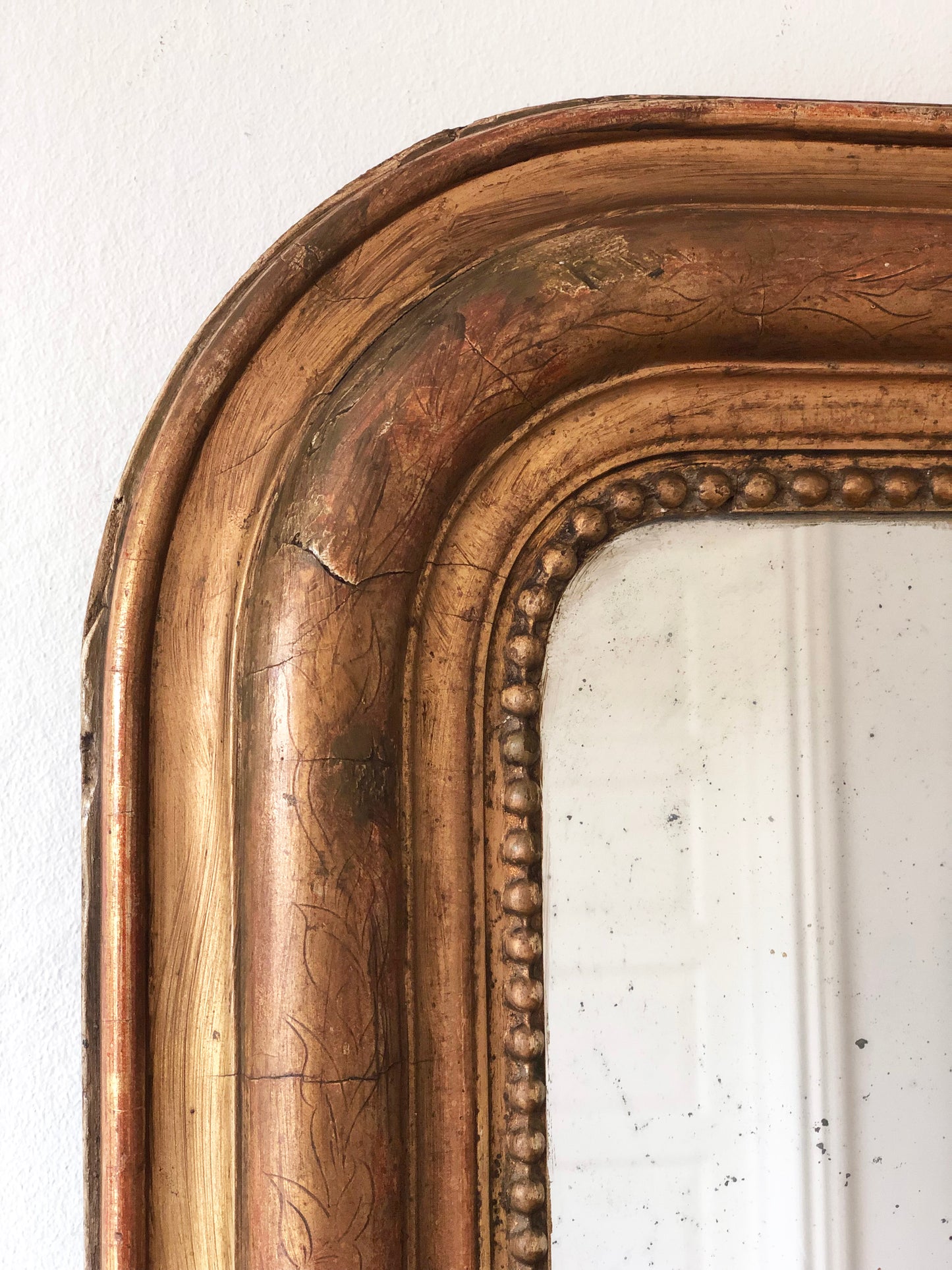 Large Antique Louis Philippe French Giltwood Mirror Late 19th Century