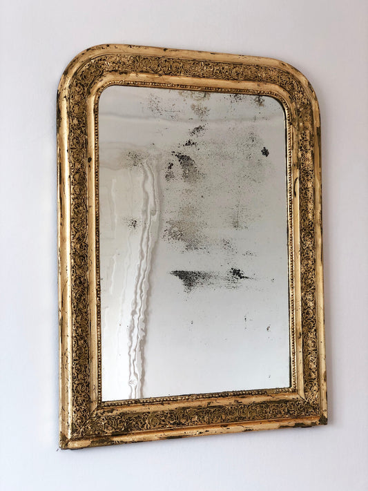 Large Antique Louis Philippe French Giltwood Mirror Late 19th Century