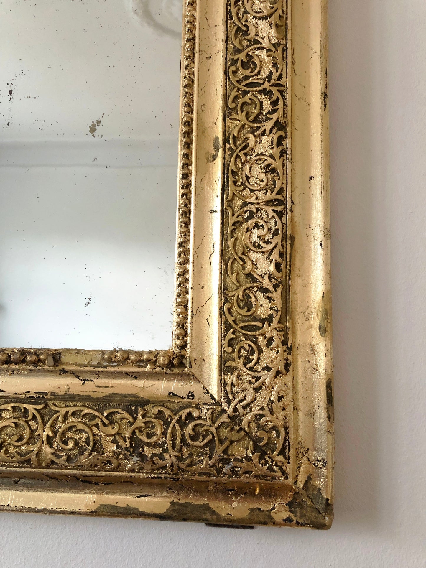 Large Antique Louis Philippe French Giltwood Mirror Late 19th Century