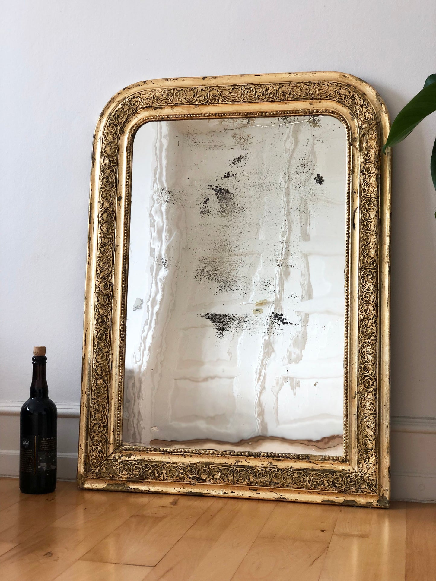 Large Antique Louis Philippe French Giltwood Mirror Late 19th Century