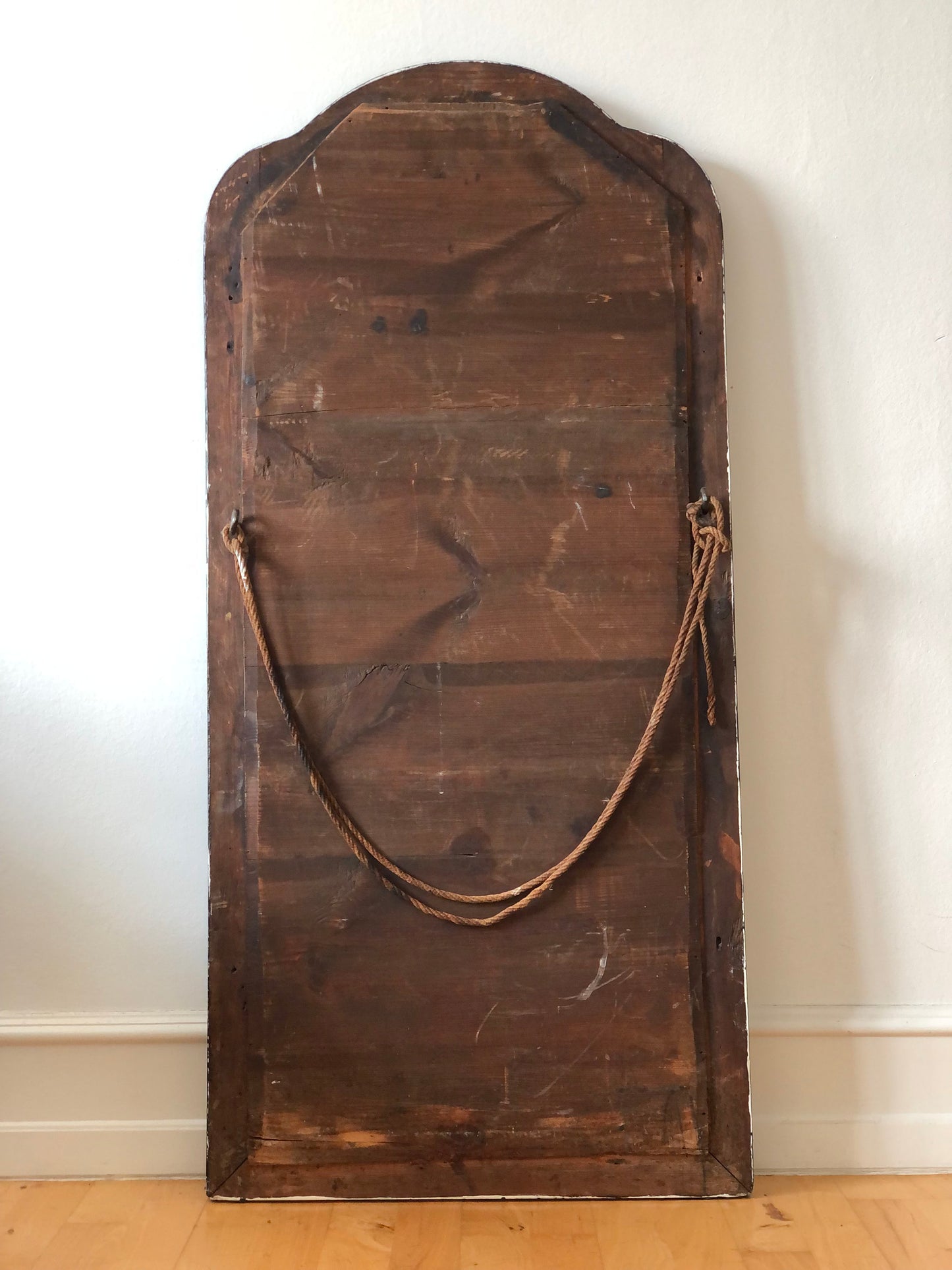 Large Antique Louis Philippe French Full Length Mirror in Black and Gold, Late 19th Century