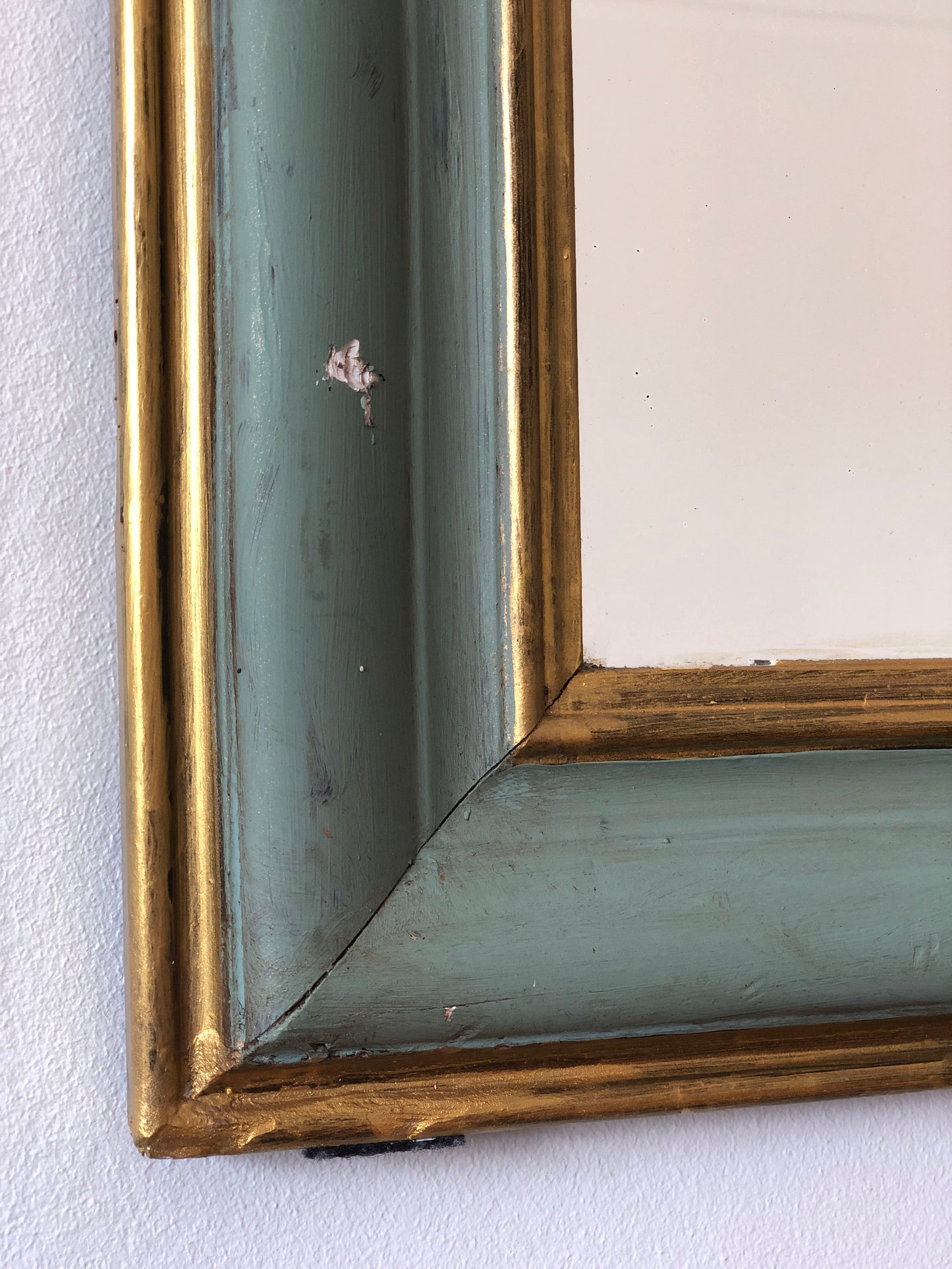 Large Antique Louis Philippe French Mirror in Green and Gold, Late 19th Century