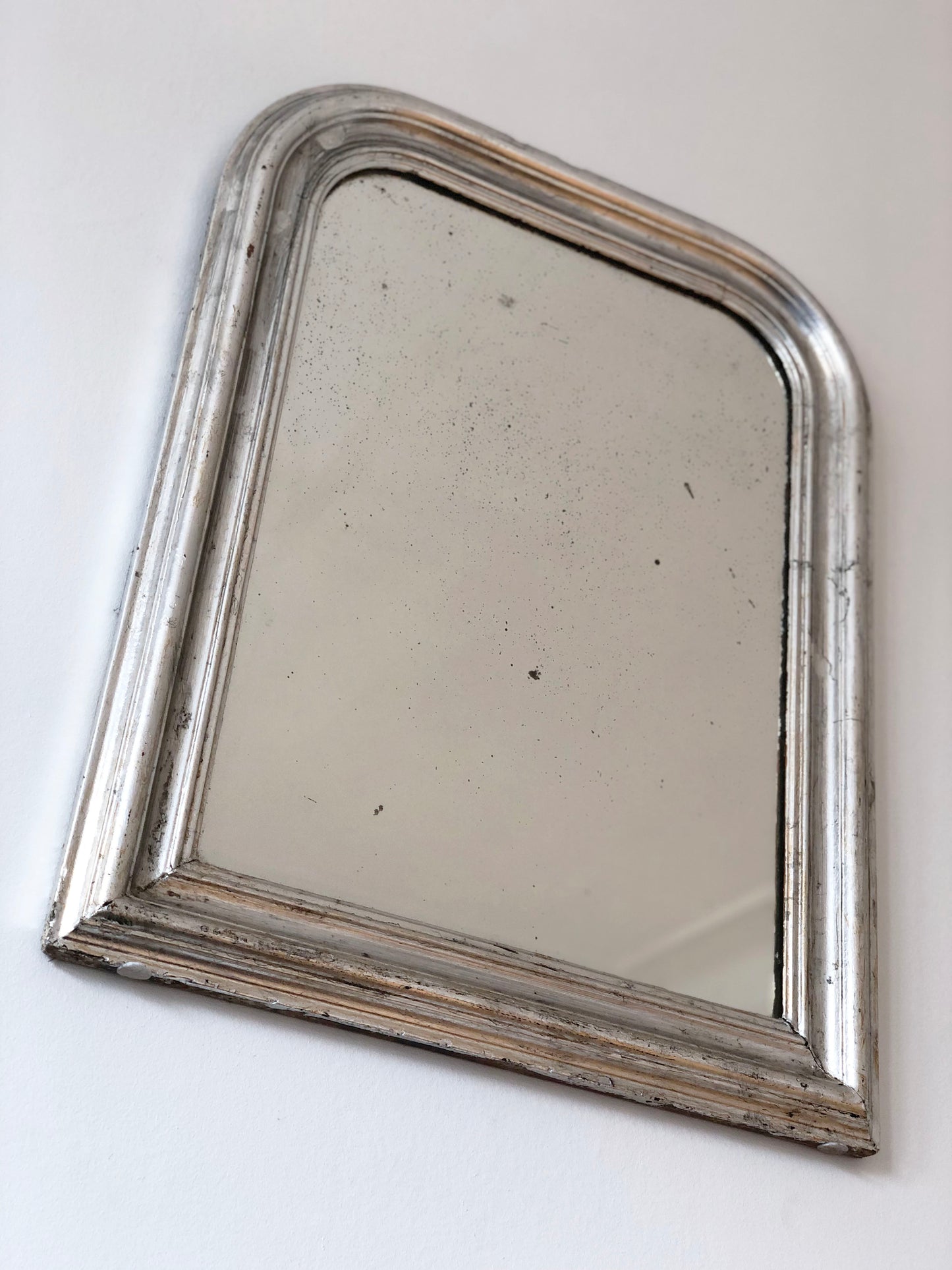 Large Antique Louis Philippe French Mirror in Silver, Late 19th Century
