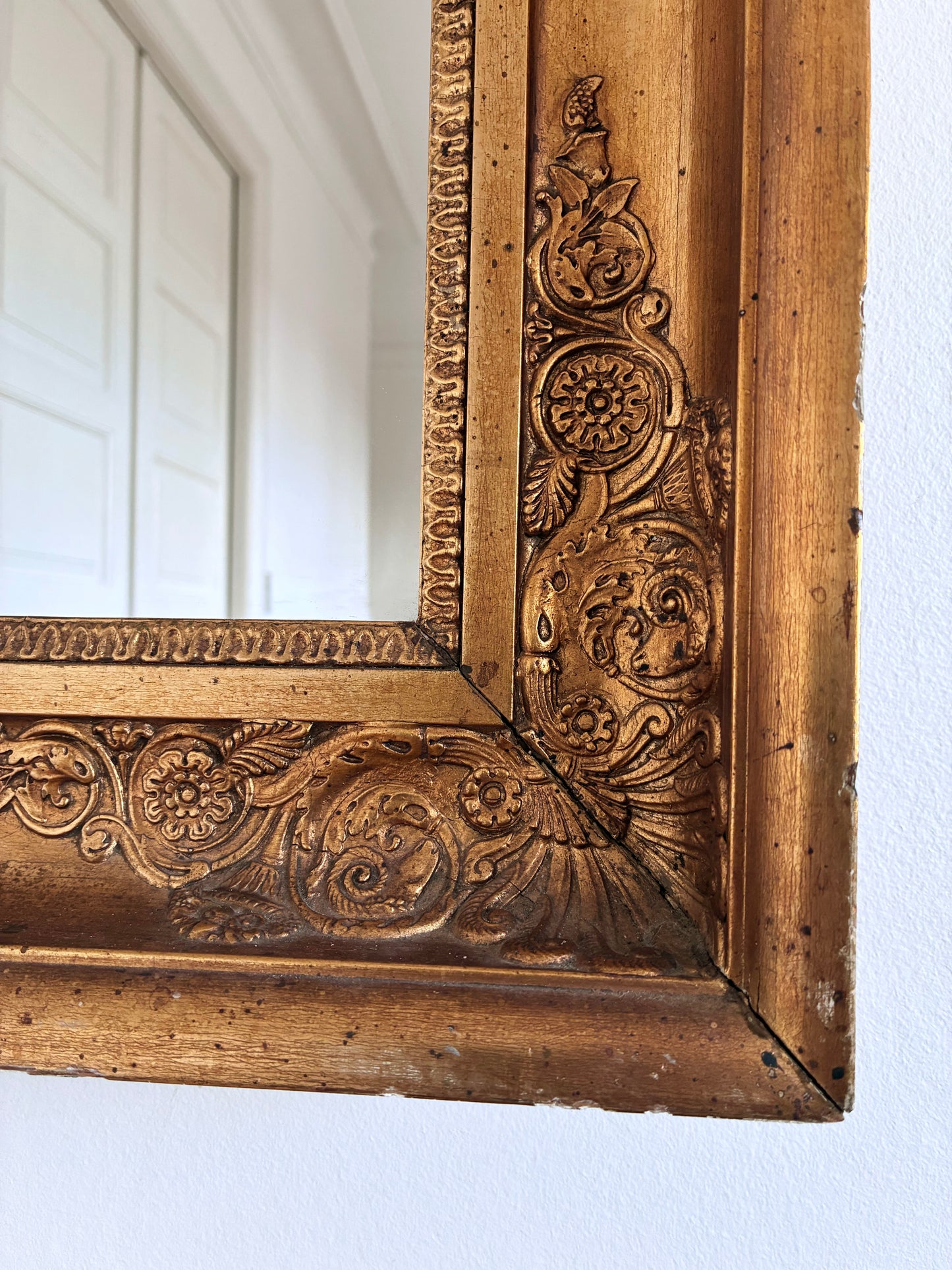 Large Antique Napoleon III Giltwood French Wall Mirror, 19th Century