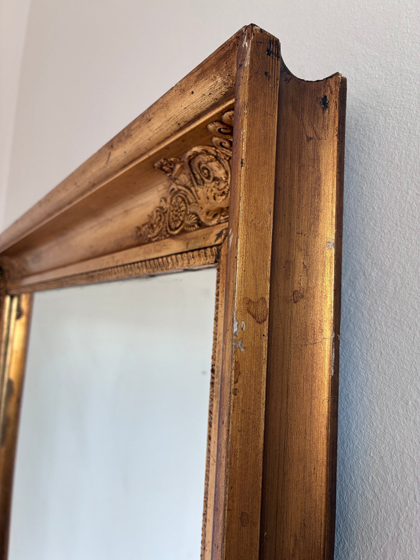 Large Antique Napoleon III Giltwood French Wall Mirror, 19th Century