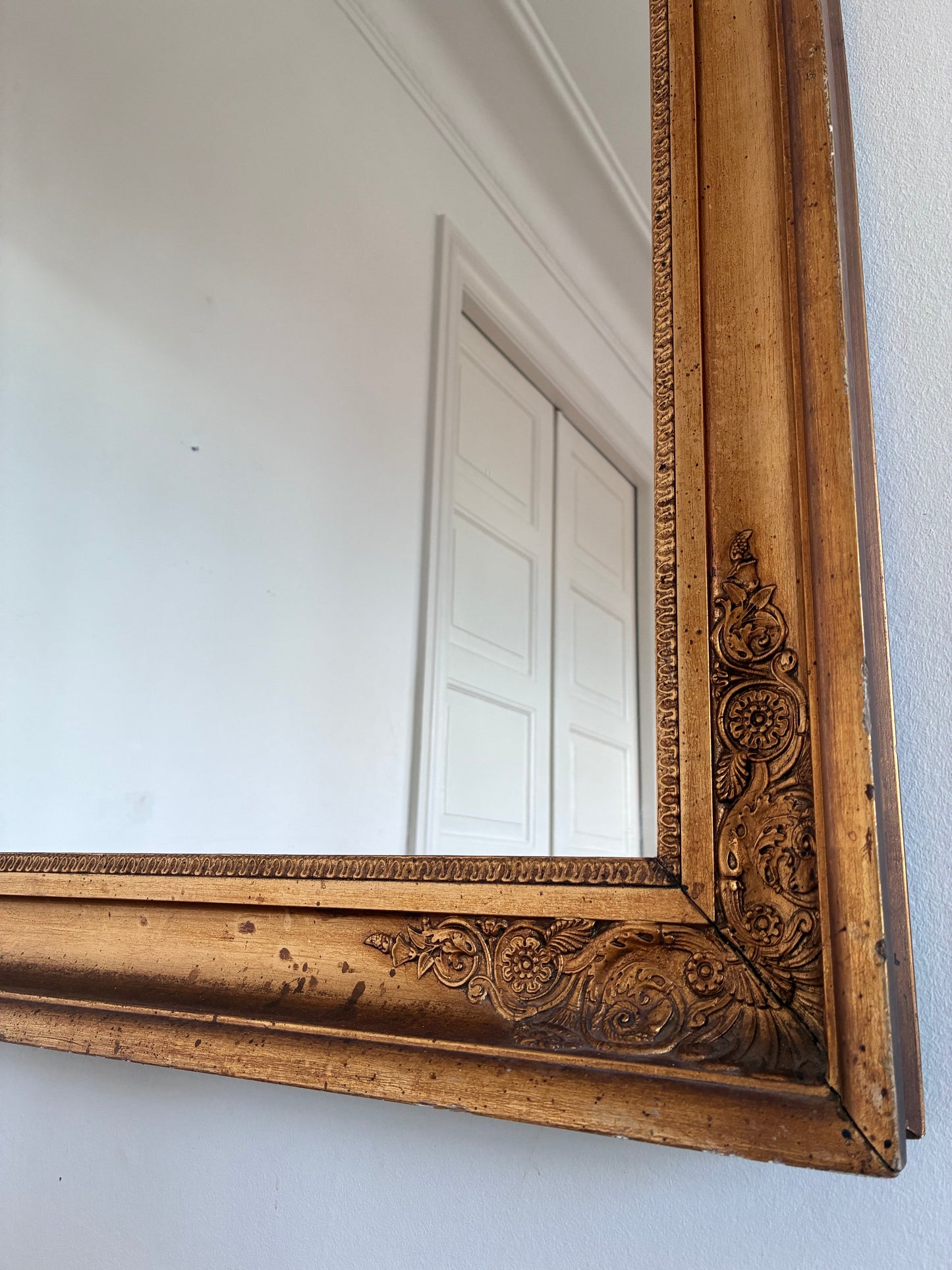 Large Antique Napoleon III Giltwood French Wall Mirror, 19th Century
