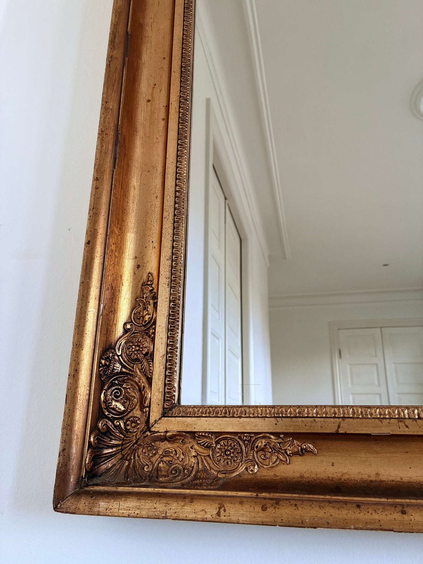 Large Antique Napoleon III Giltwood French Wall Mirror, 19th Century