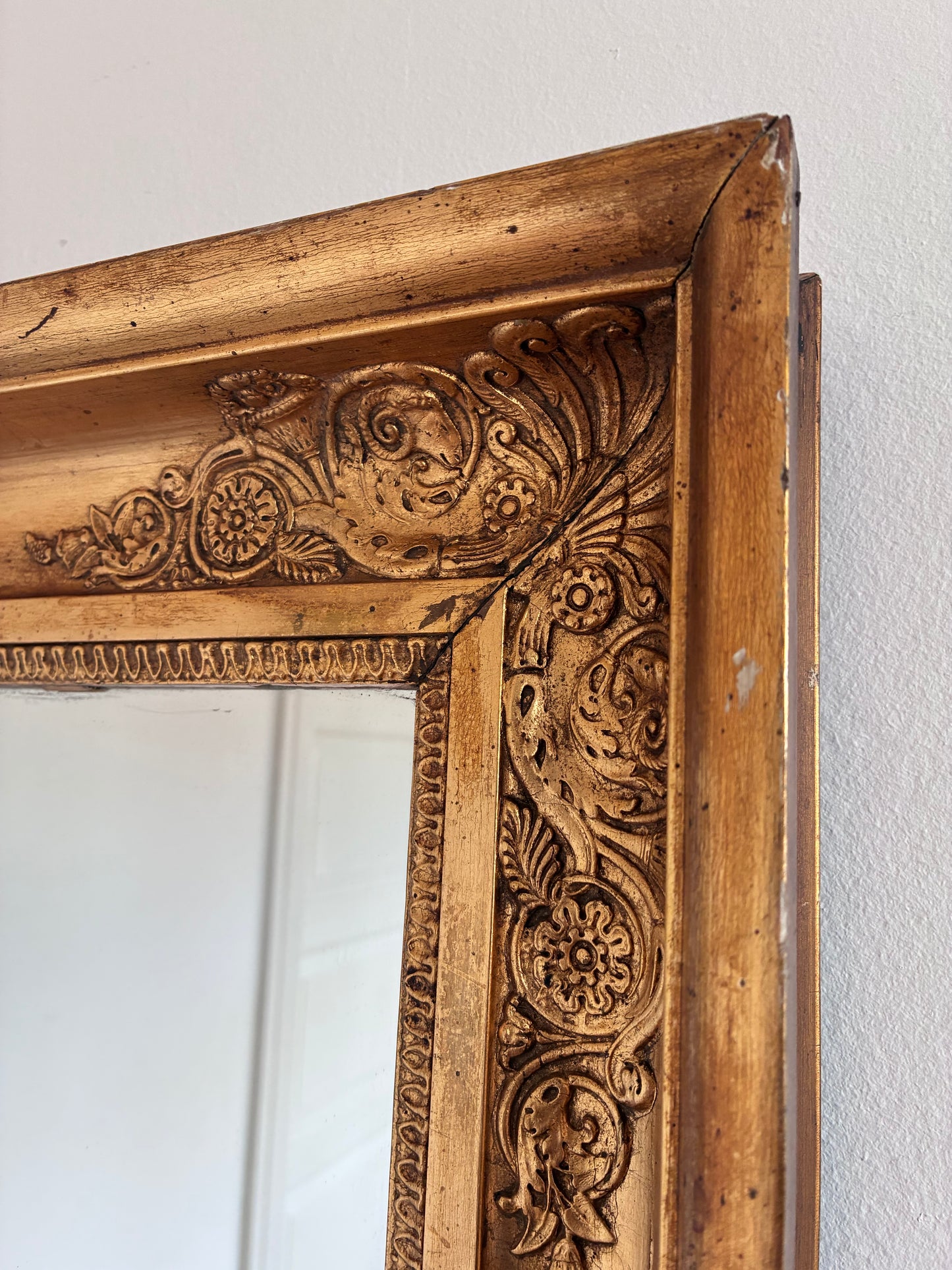 Large Antique Napoleon III Giltwood French Wall Mirror, 19th Century