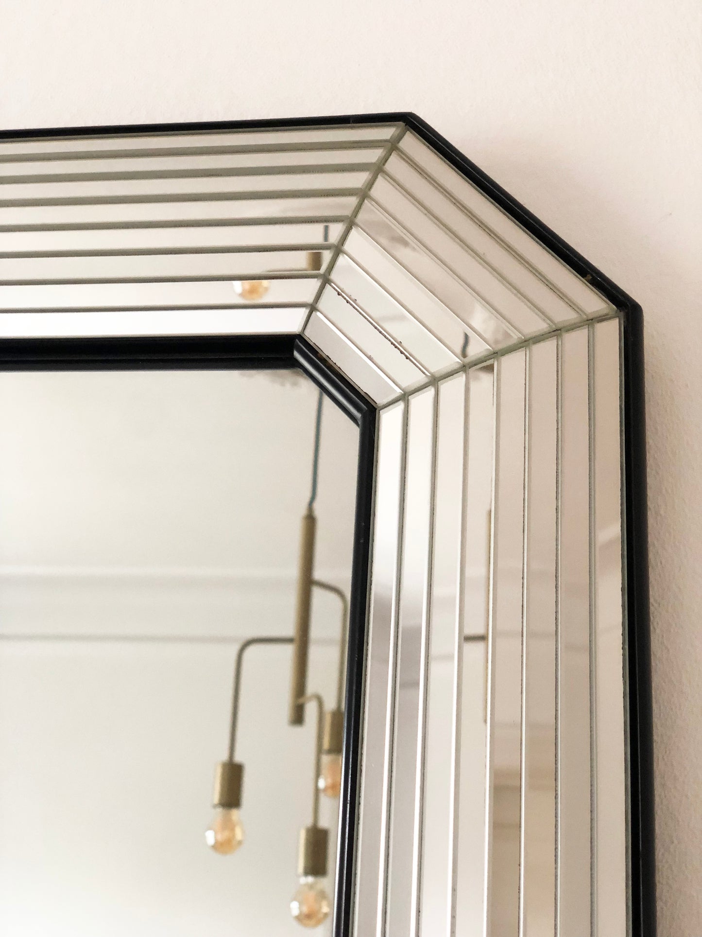 Large Vintage Deknudt Full Length Beveled Panel Mirror – Silver and Black, Belgium, 1980s