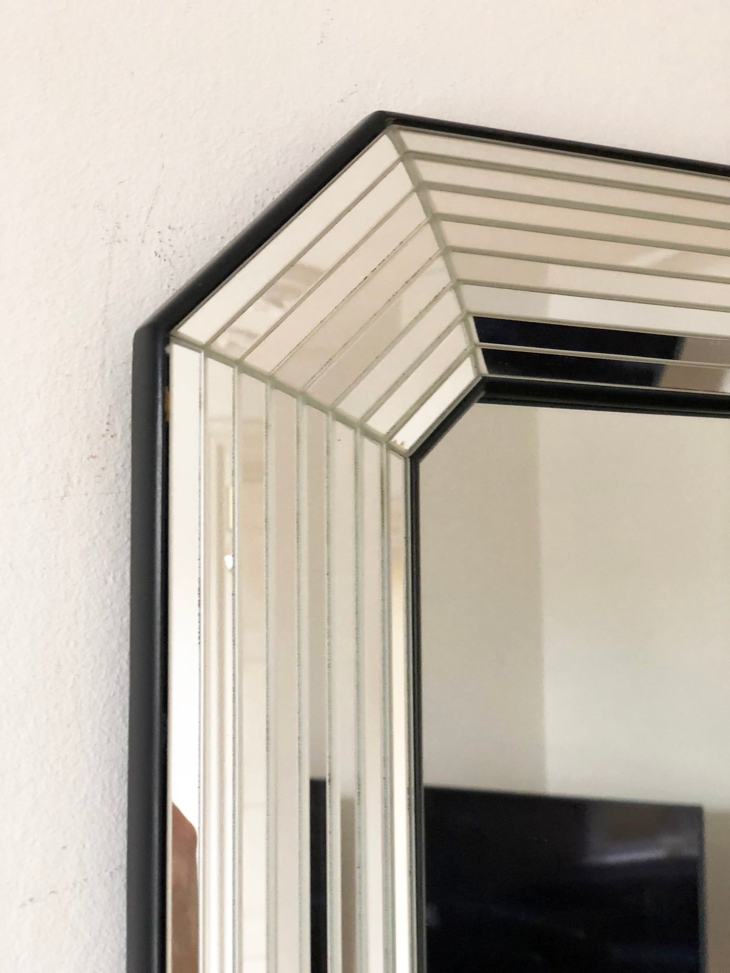 Large Vintage Deknudt Full Length Beveled Panel Mirror – Silver and Black, Belgium, 1980s