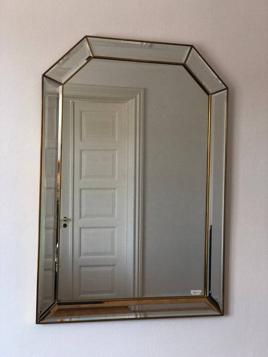 Large Vintage Deknudt Mirror in Gold Belgium 1980s