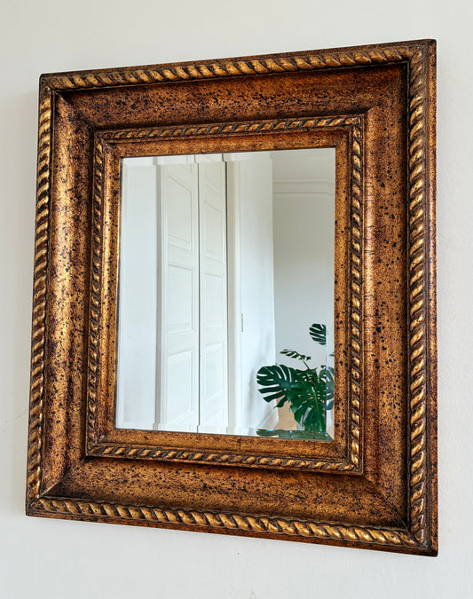 Large Vintage Giltwood Beveled Wall Mirror, 1980s