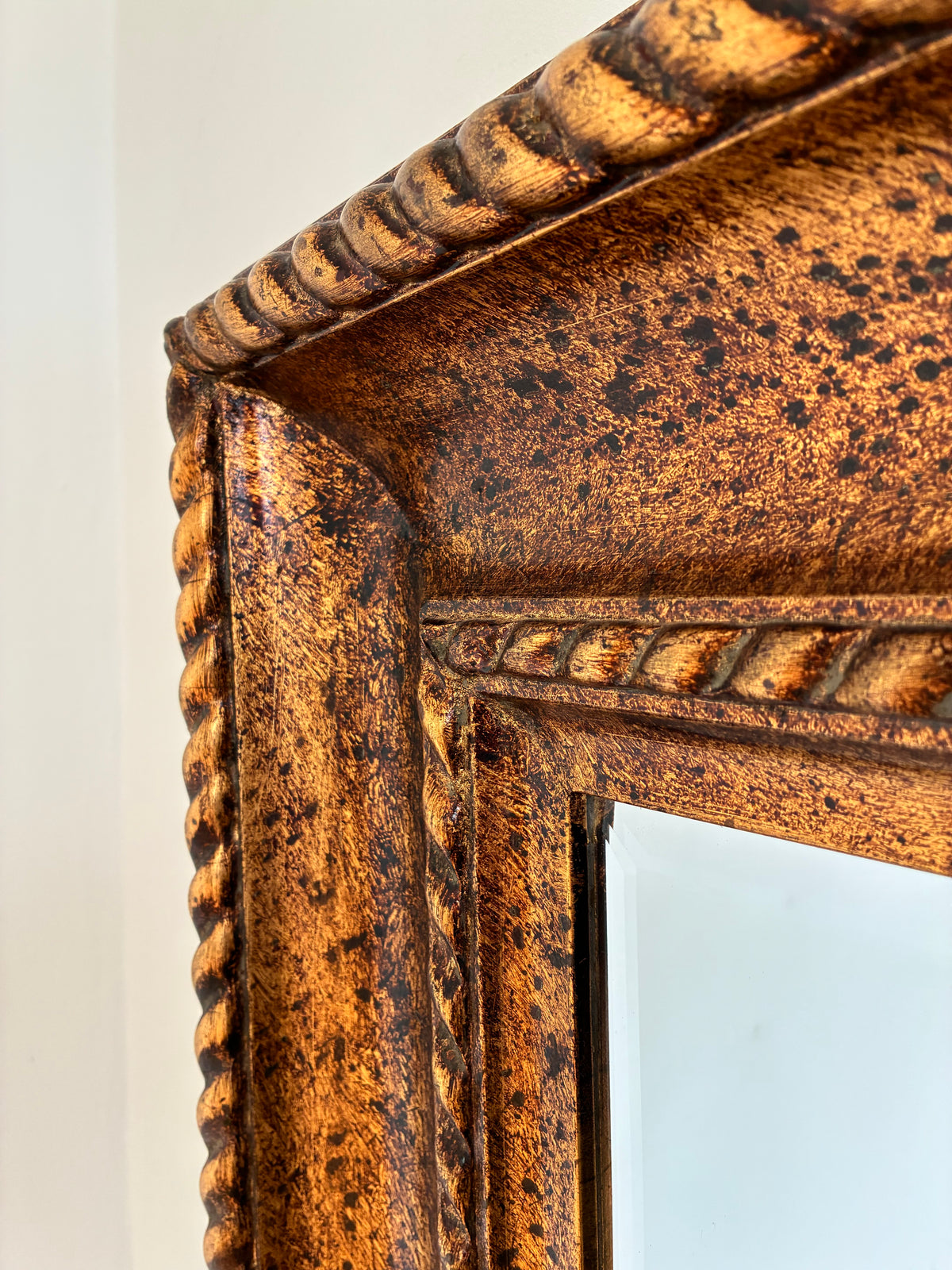 Large Vintage Giltwood Beveled Wall Mirror, 1980s