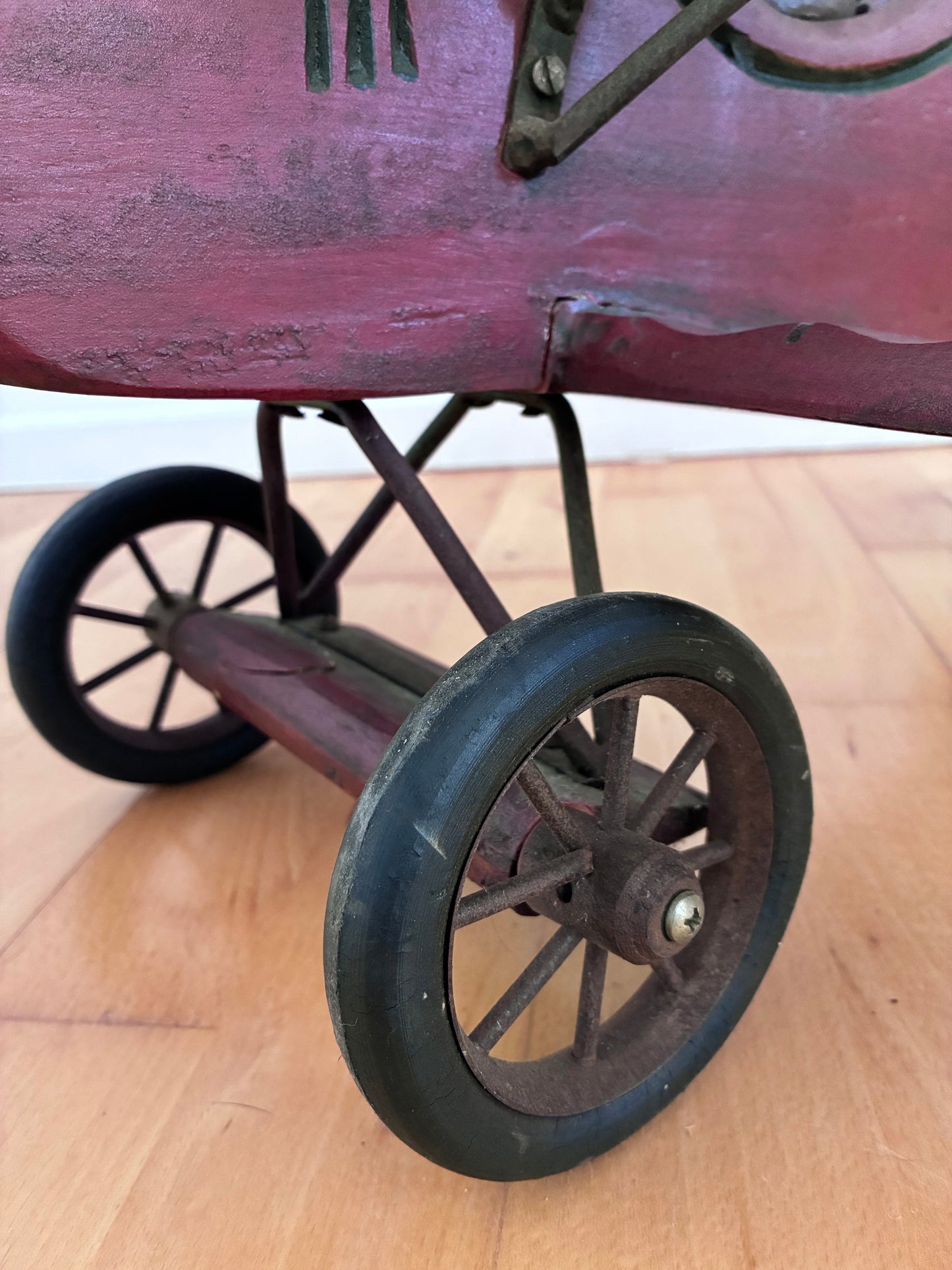 Large Vintage Handmade Wooden Airplane Model Biplane, 1930s