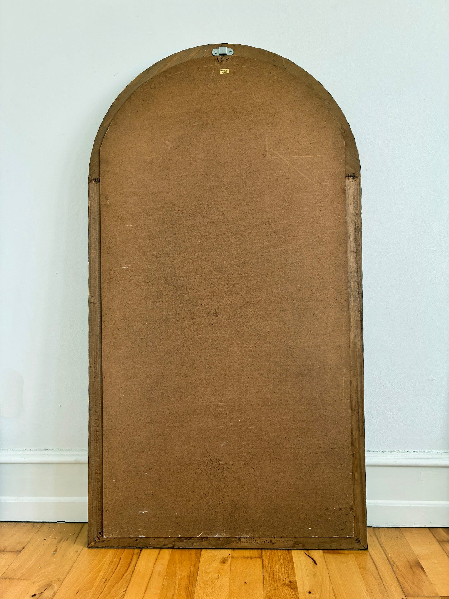 Large Vintage Spanish Venetian-Style Wall Mirror, Brass, 1980s Hollywood Regency