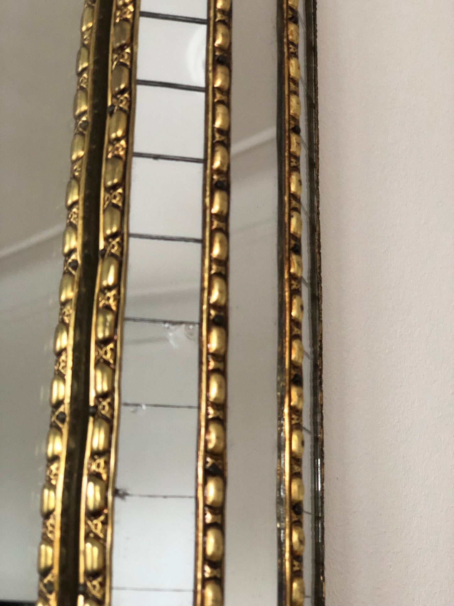 Large Vintage Venetian Brass Mirror – Gold Hollywood Regency, Spanish 1990s
