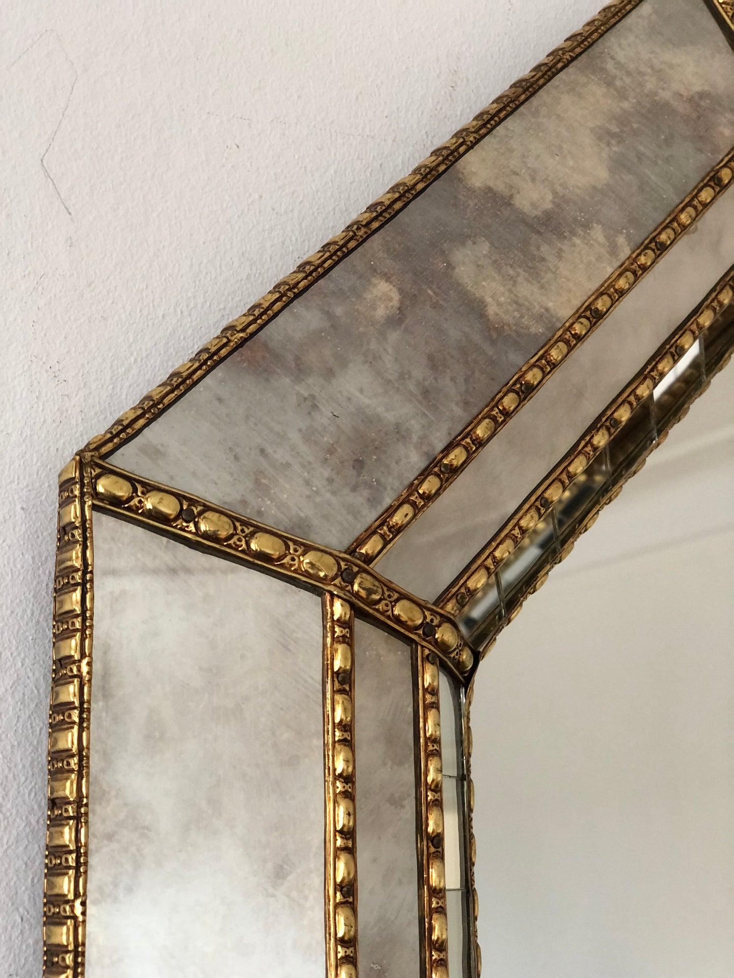 Large Vintage Venetian Brass Mirror – Gold Hollywood Regency, Spanish 1990s