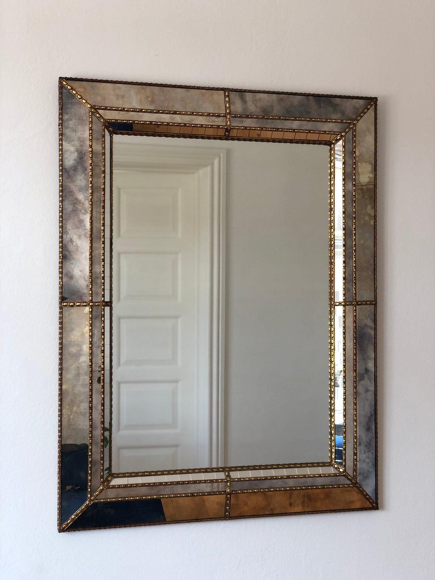 Large Vintage Venetian Mirror Hollywood Regency in Gold Spain 1990s