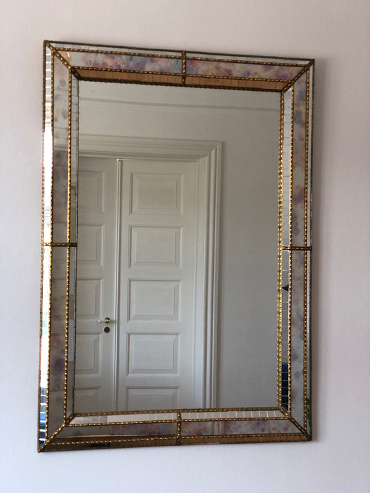 Large Vintage Venetian Mirror Hollywood Regency in Gold Spain 1990s