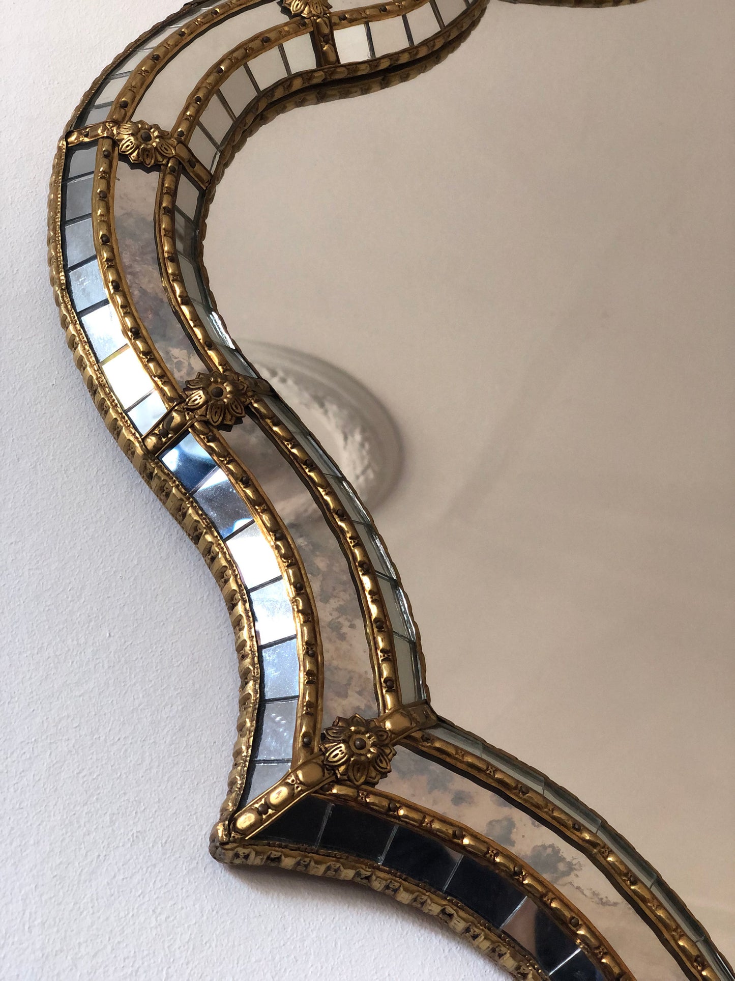 Vintage Venetian Large Mirror Hollywood Regency in Gold Spain 1990s