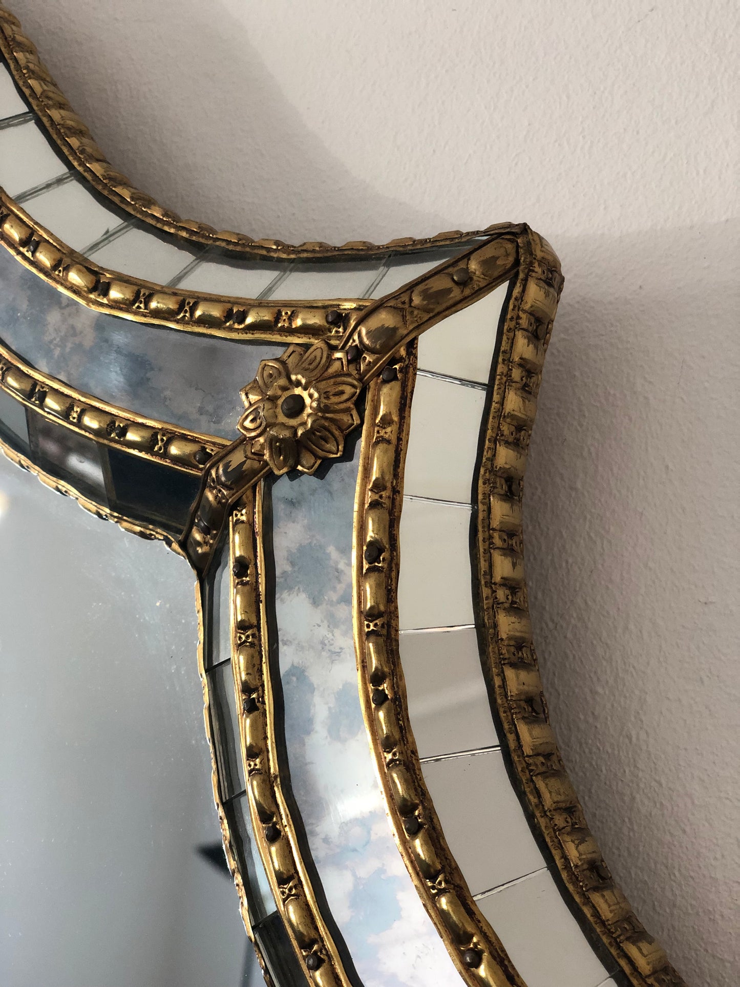 Vintage Venetian Large Mirror Hollywood Regency in Gold Spain 1990s