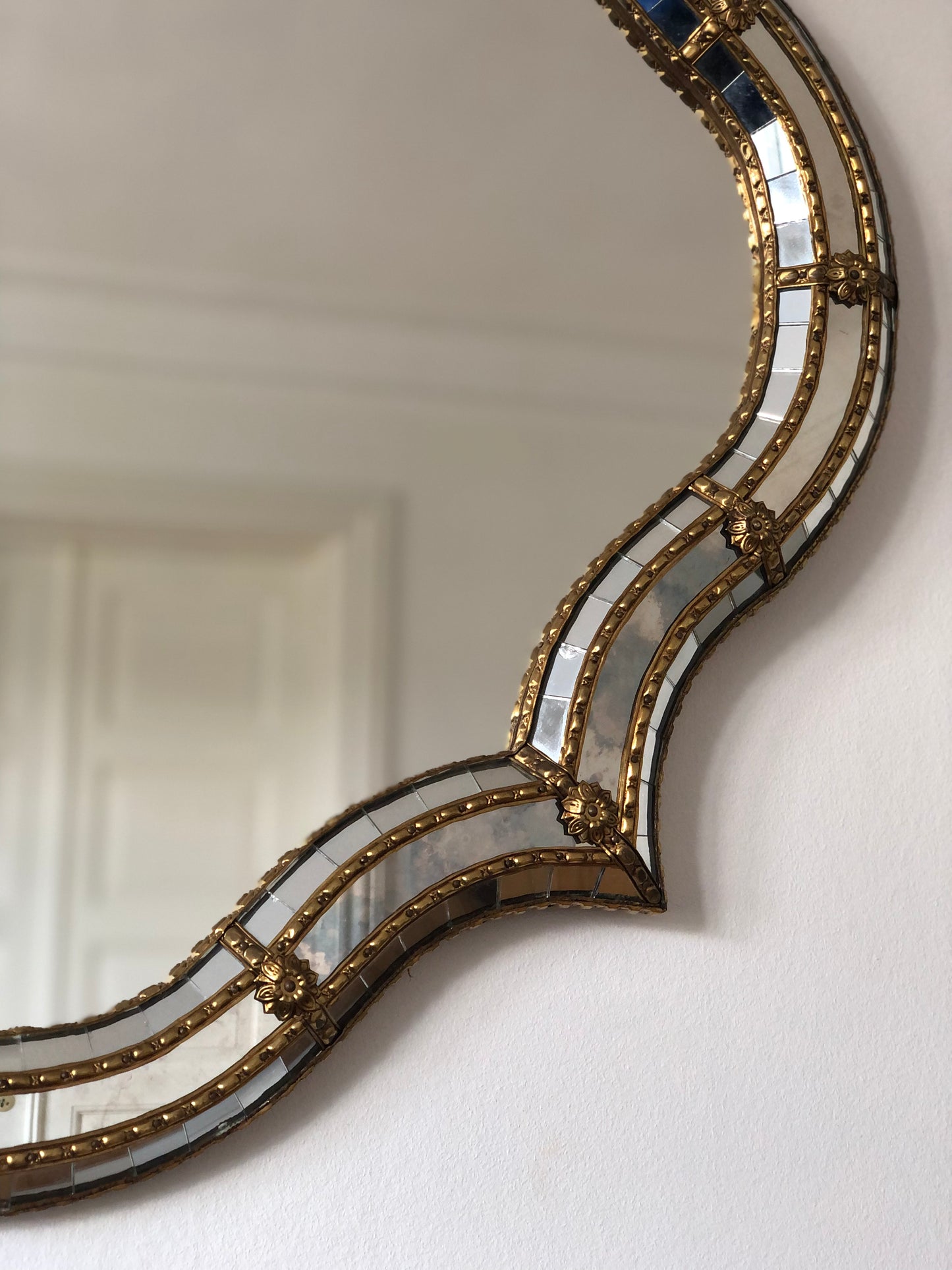 Vintage Venetian Large Mirror Hollywood Regency in Gold Spain 1990s