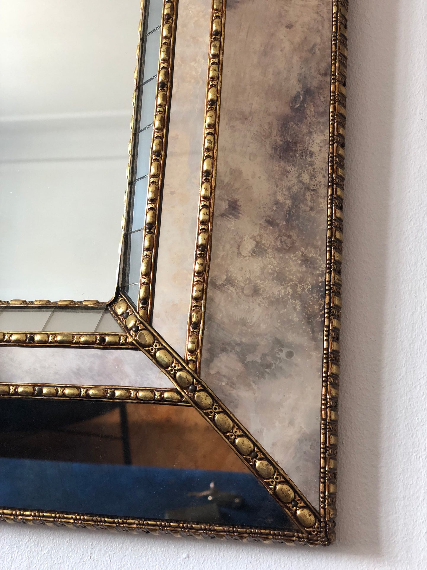 Large Vintage Venetian Mirror Hollywood Regency in Gold Spain 1990s