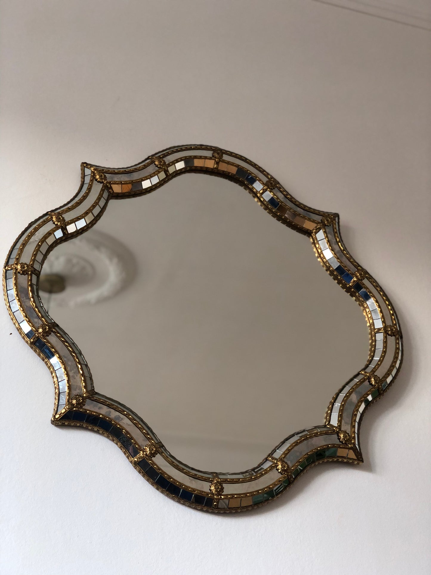 Vintage Venetian Large Mirror Hollywood Regency in Gold Spain 1990s