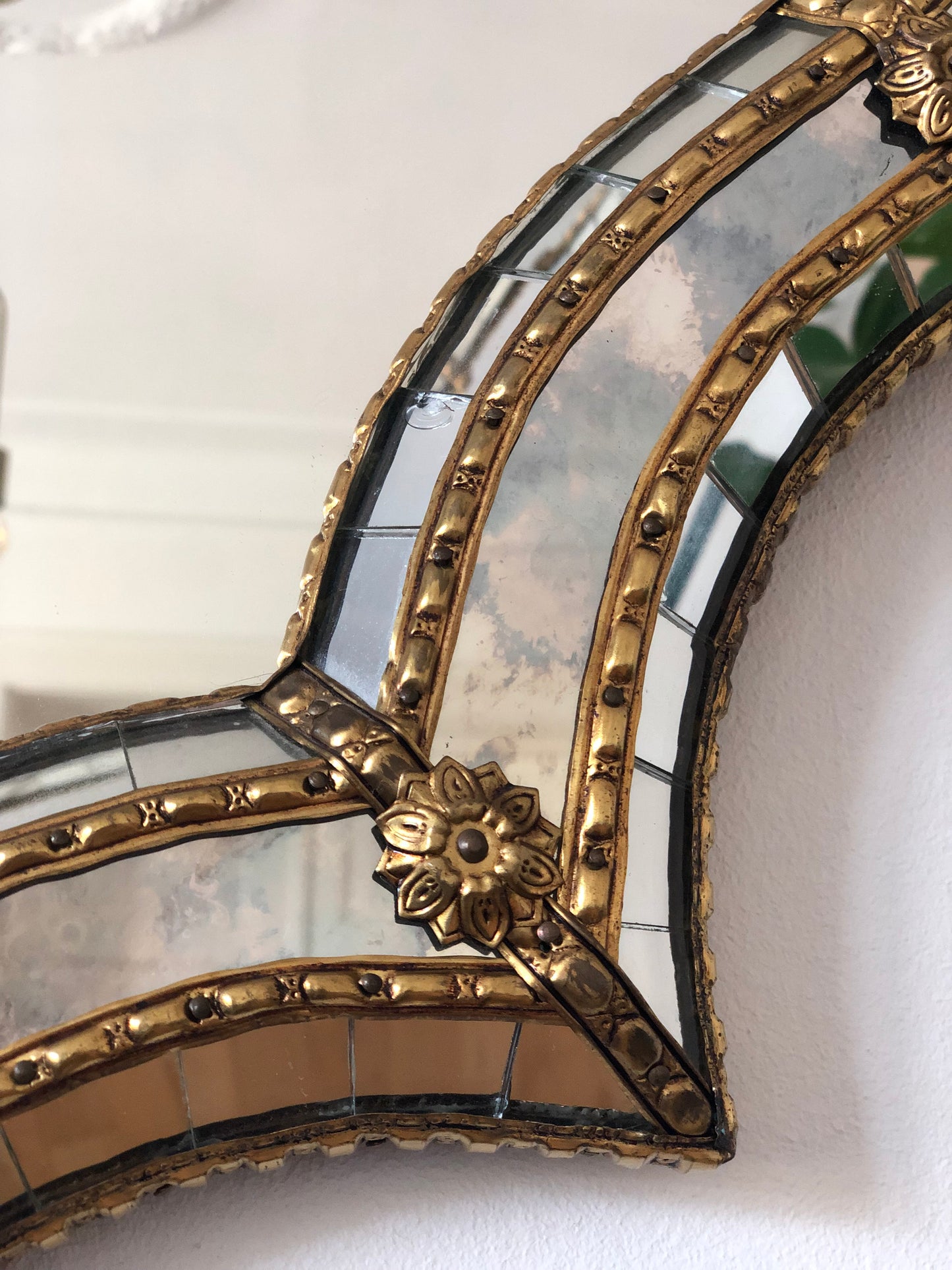 Vintage Venetian Large Mirror Hollywood Regency in Gold Spain 1990s