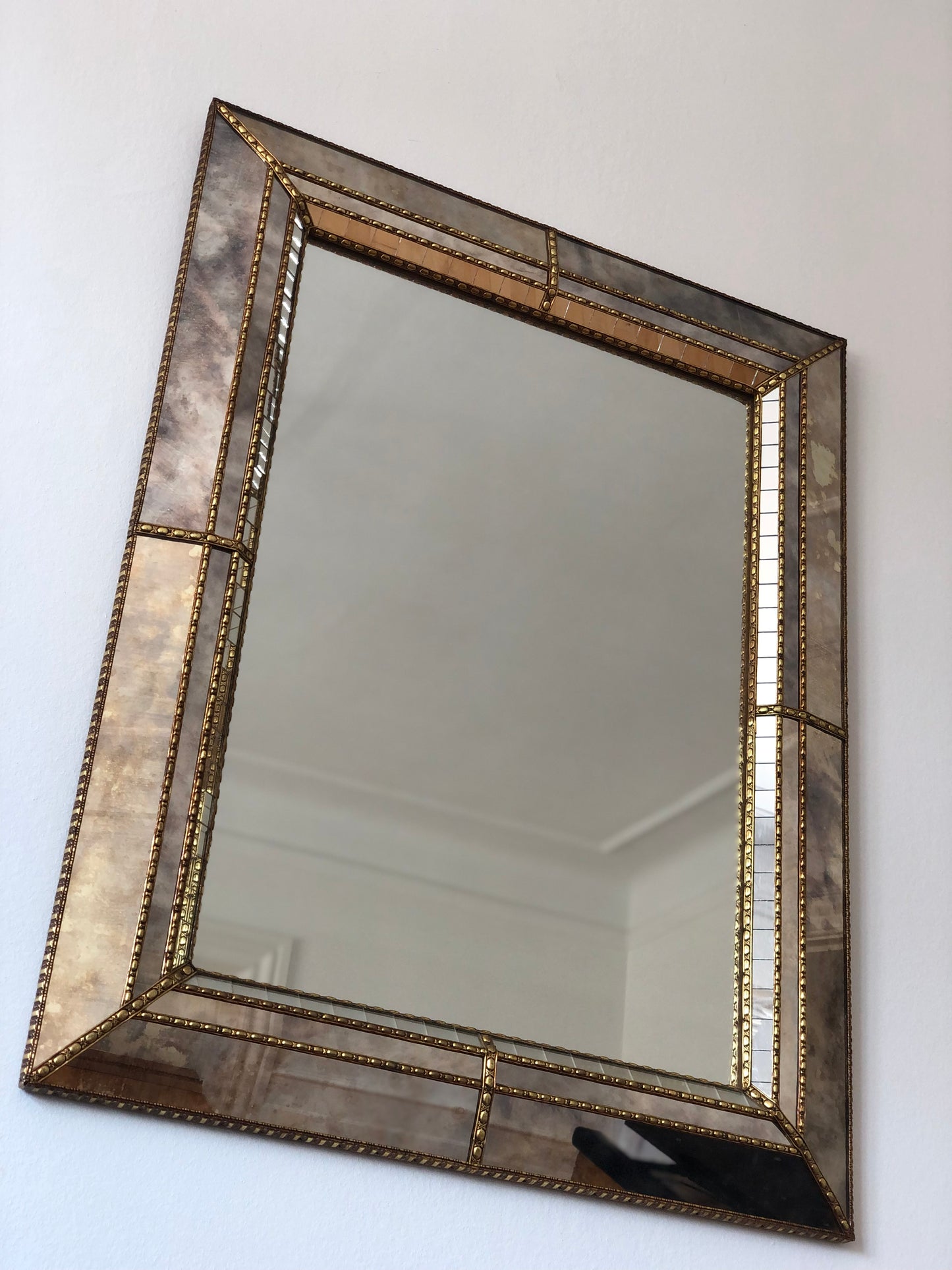 Large Vintage Venetian Mirror Hollywood Regency in Gold Spain 1990s