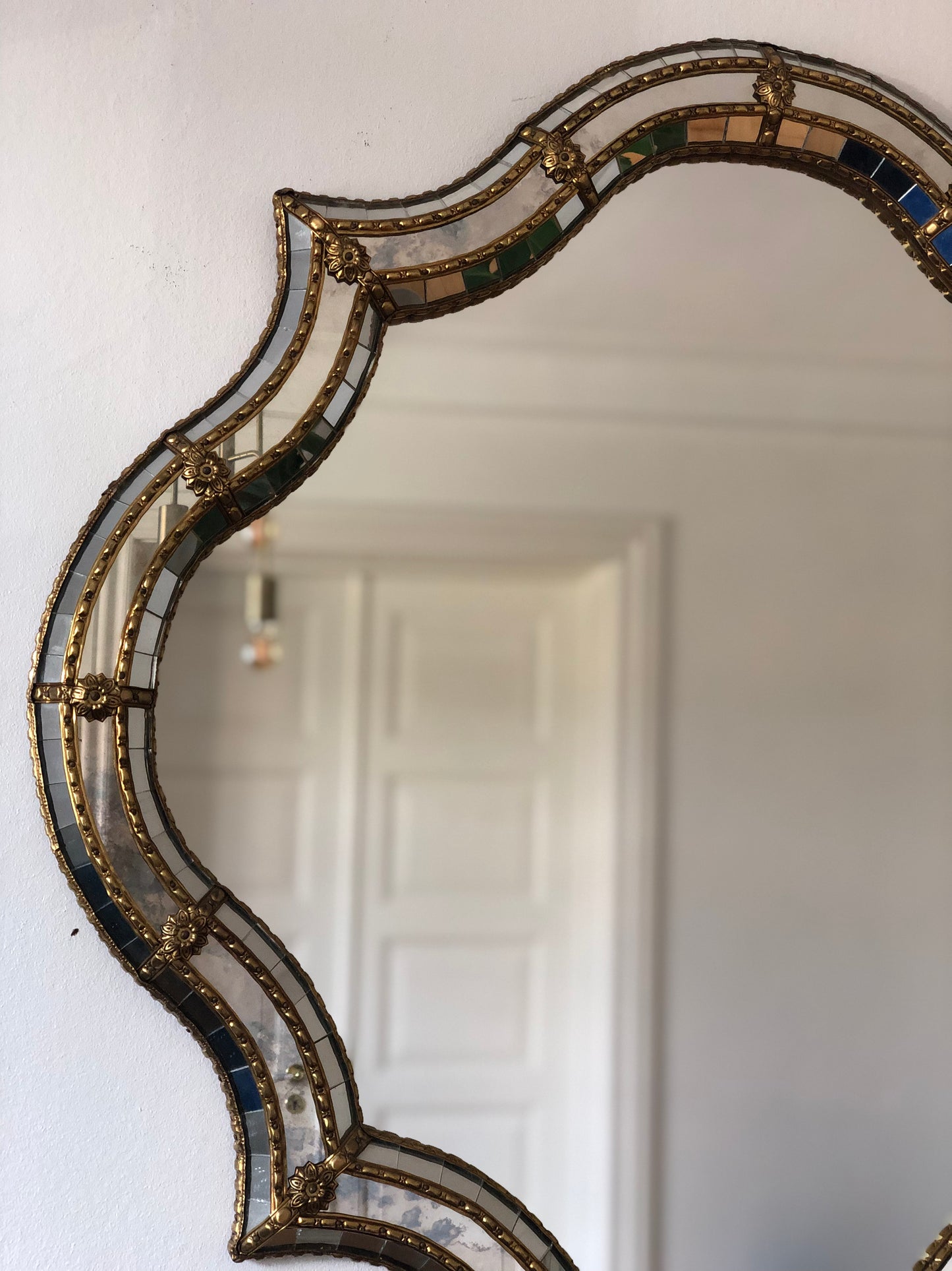 Vintage Venetian Large Mirror Hollywood Regency in Gold Spain 1990s