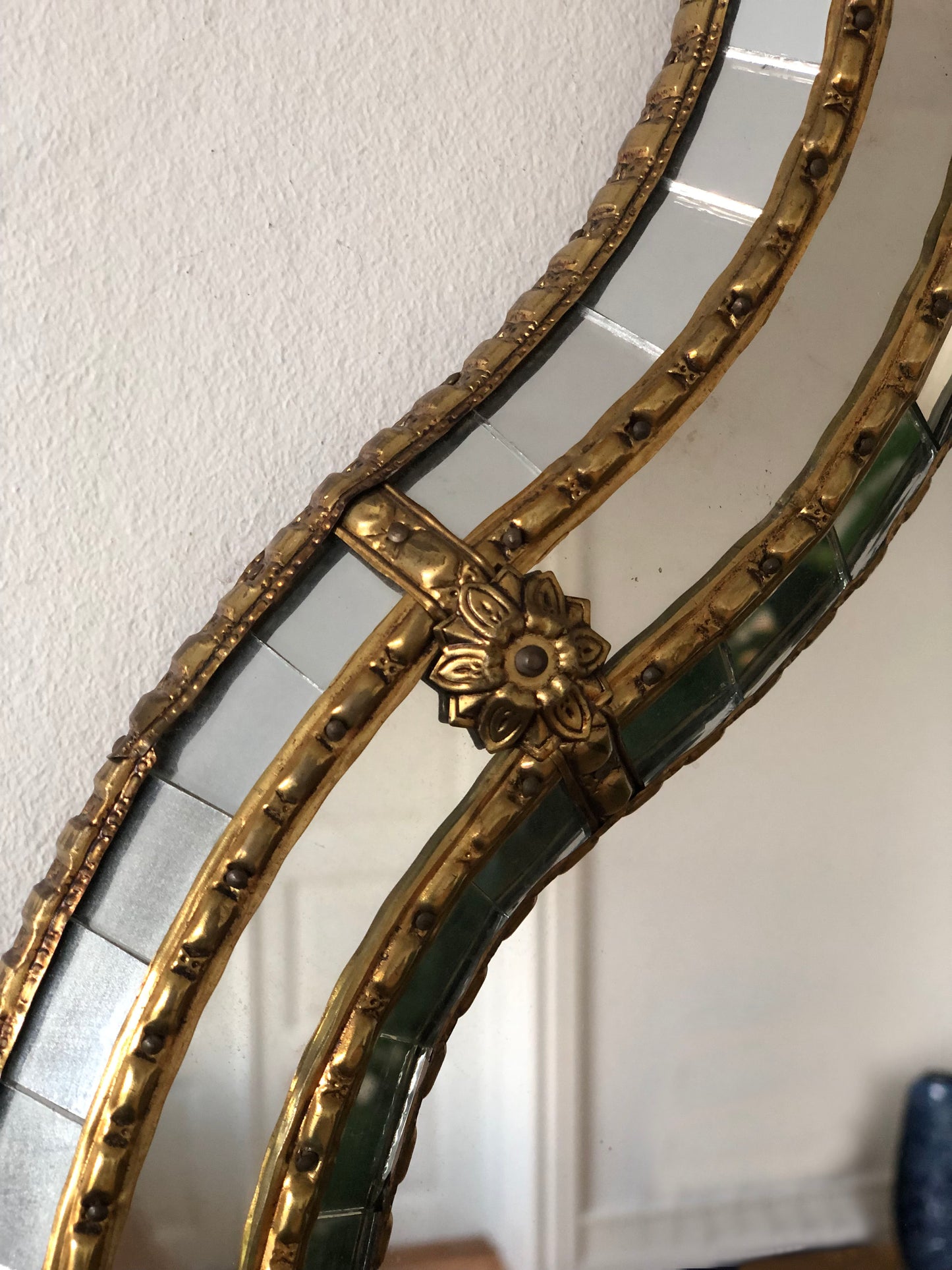 Vintage Venetian Large Mirror Hollywood Regency in Gold Spain 1990s