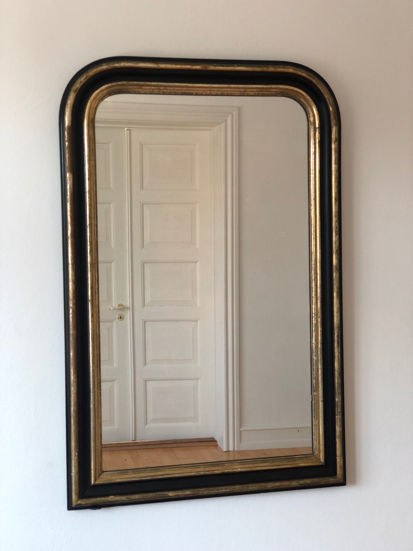 Large High Quality Antique Louis Philippe Mirror in Black and Gold France Late 19th Century