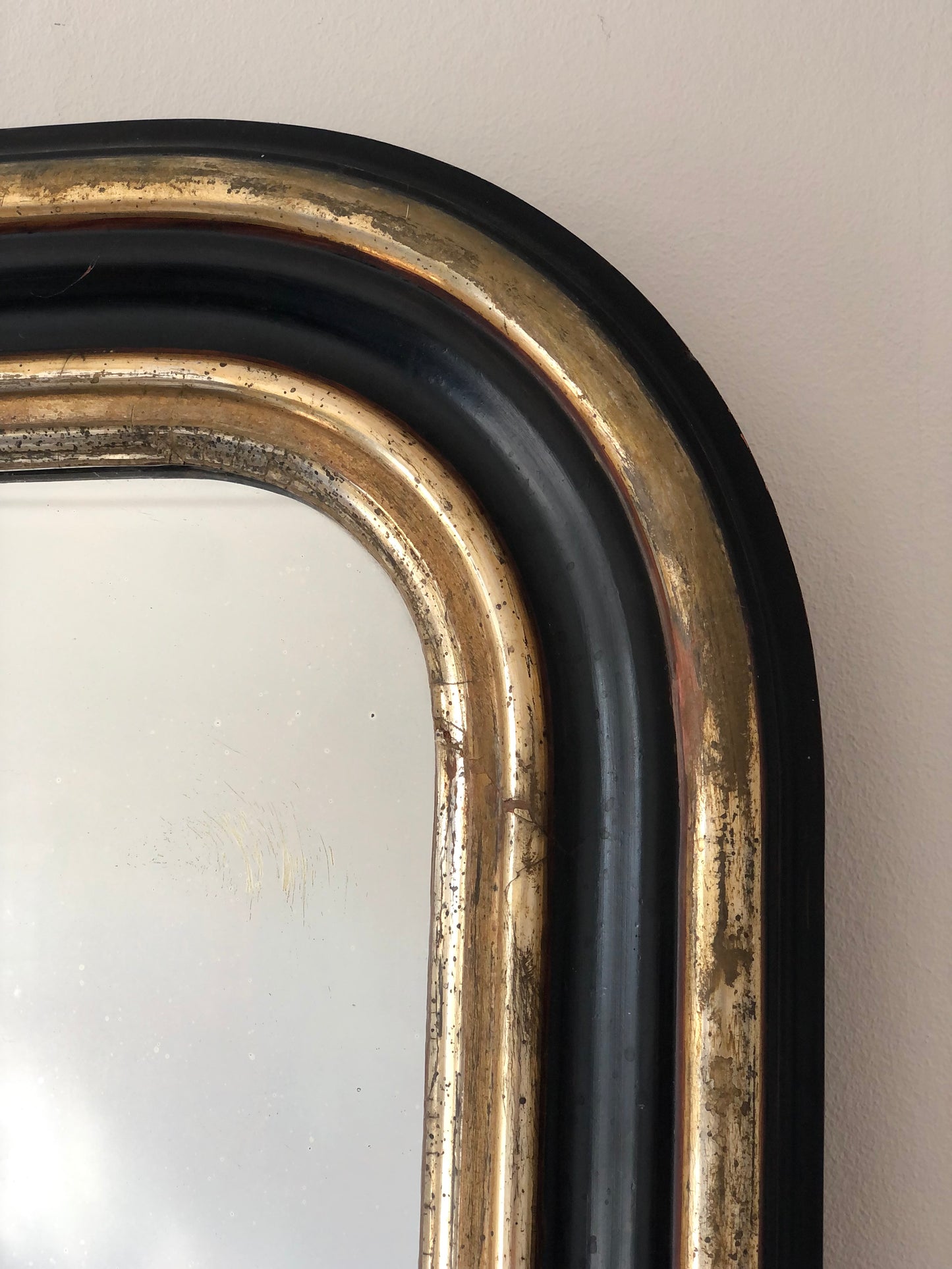 Large High Quality Antique Louis Philippe Mirror in Black and Gold France Late 19th Century