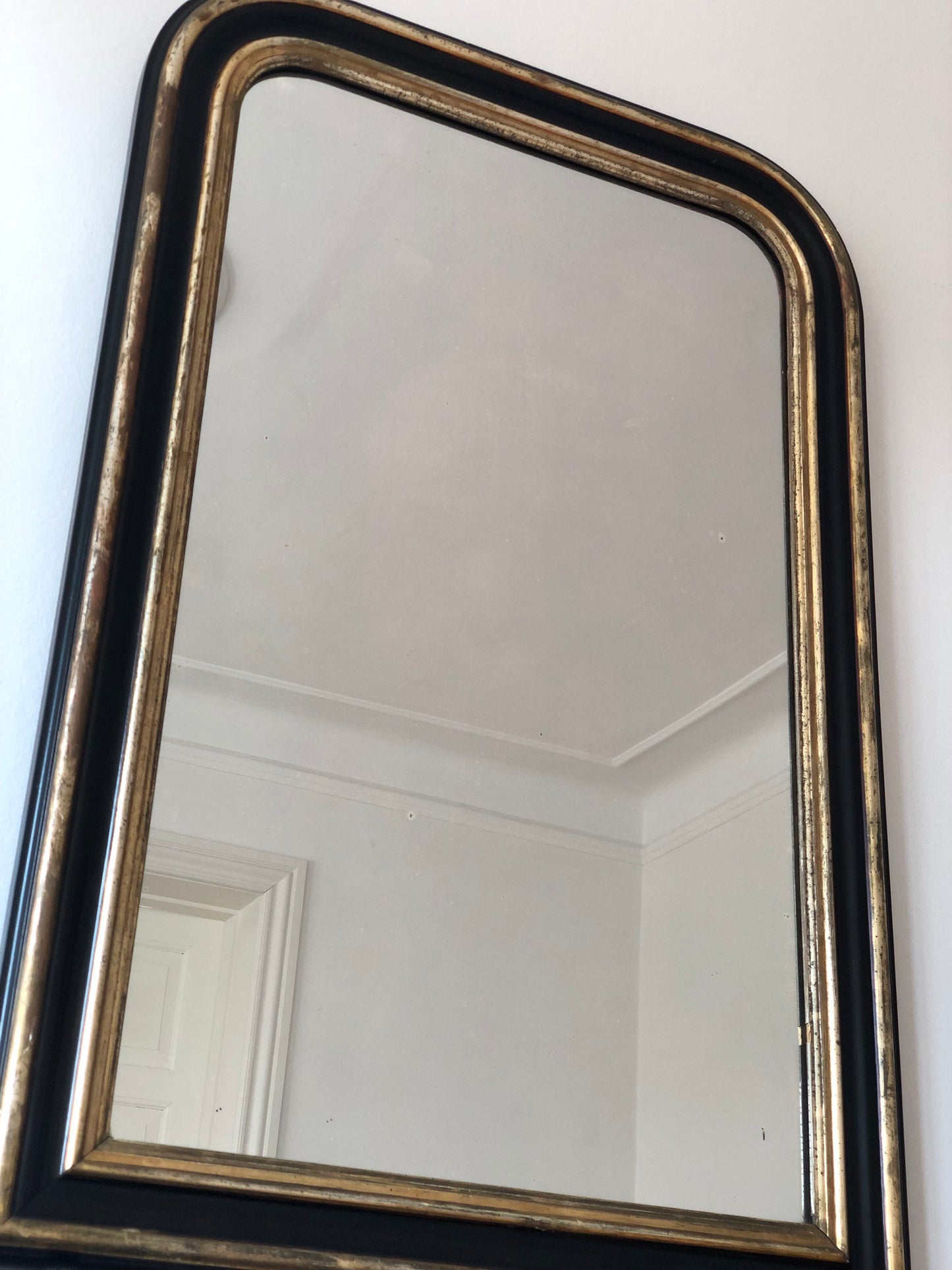 Large High Quality Antique Louis Philippe Mirror in Black and Gold France Late 19th Century