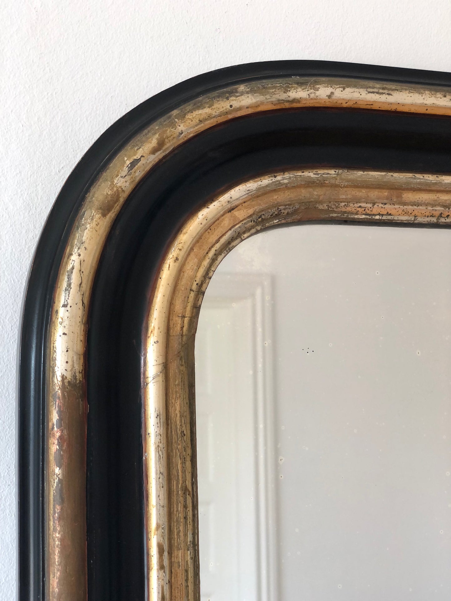 Large High Quality Antique Louis Philippe Mirror in Black and Gold France Late 19th Century