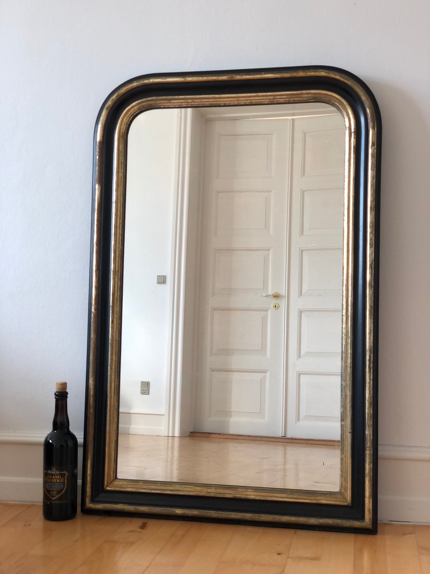 Large High Quality Antique Louis Philippe Mirror in Black and Gold France Late 19th Century