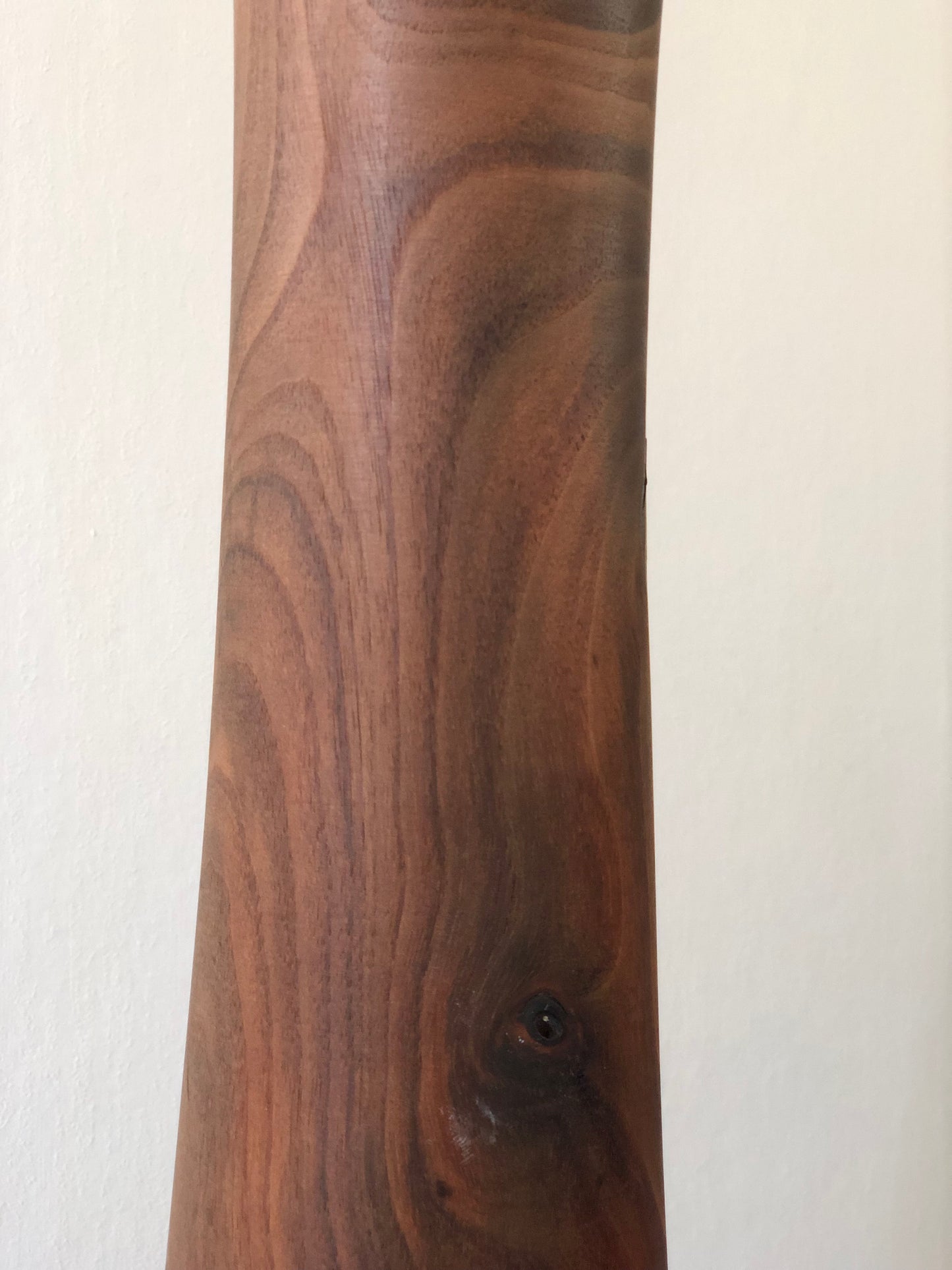Large Vintage Carved Tree Trunk Floor Lamp with Linen Shade 1972