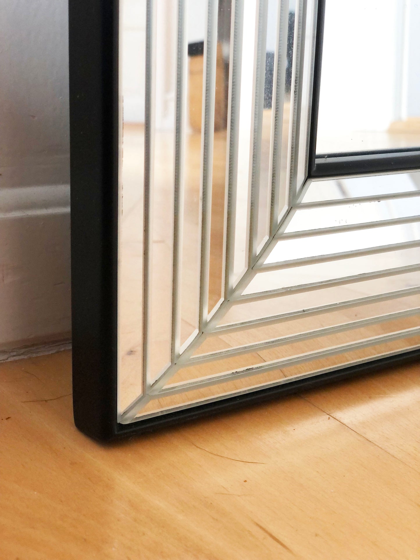 Large Vintage Deknudt Rectangular Mirror in Silver and Black Belgium 1980s