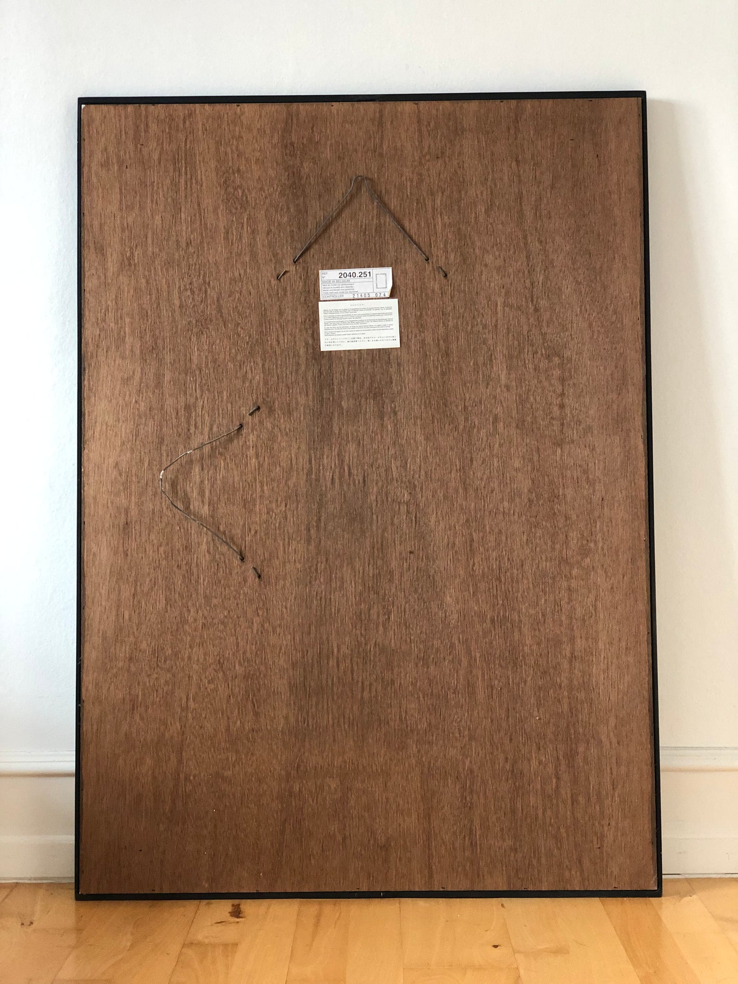 Large Vintage Deknudt Rectangular Mirror in Silver and Black Belgium 1980s