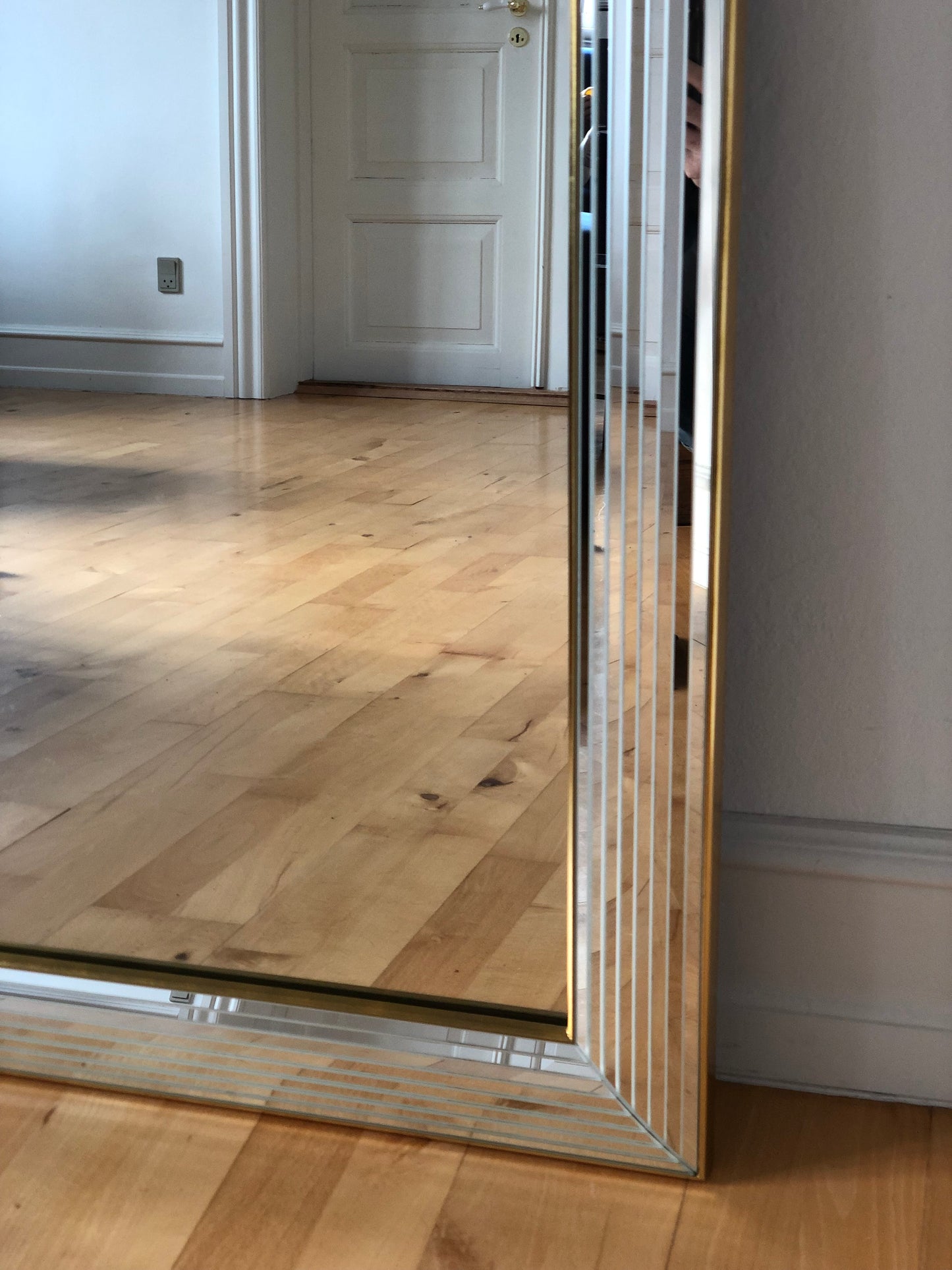 Large Vintage Deknudt Rectangular Mirror in Silver and Gold Belgium 1980s