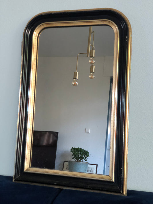 Late 19th Century Louis Philippe Mirror in Black and Gold France