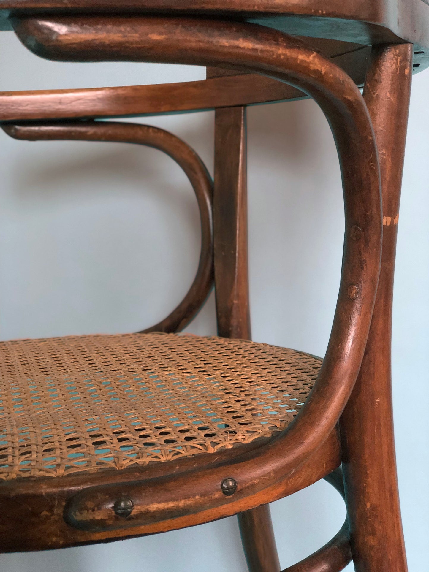 Mid Century Thonet Dining Chair Bentwood with Cane 1950s Set of 2